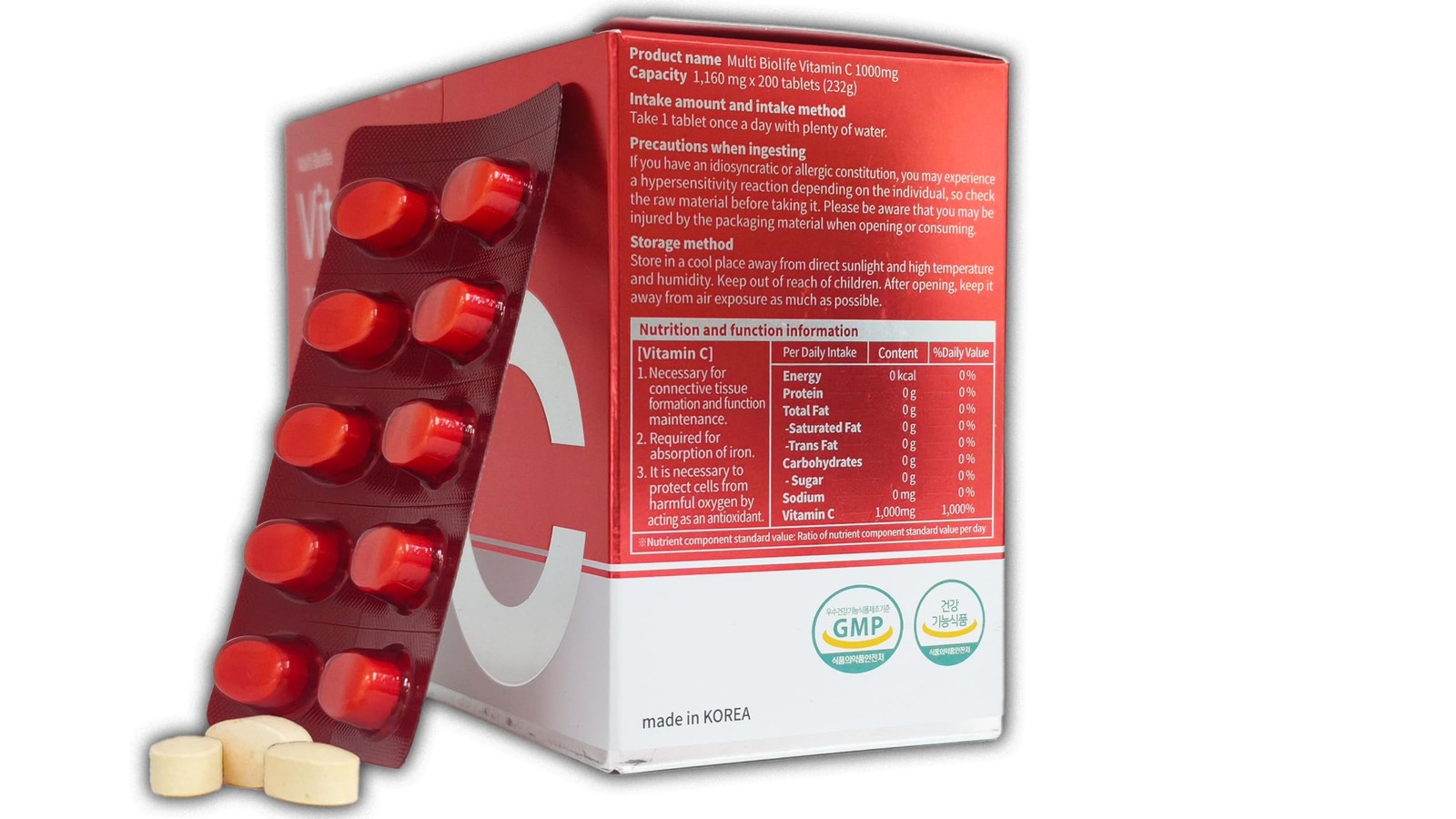 Multi Biolife Vitamin C 1000mg 200 Tablets Immune Support Antioxidant 1 Tablet