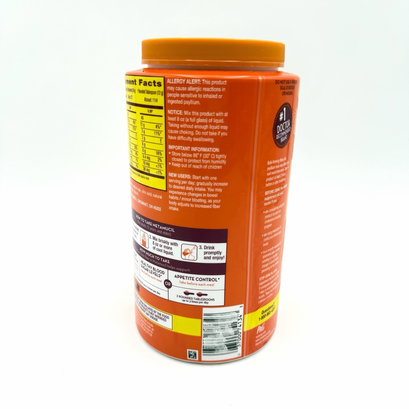 Metamucil Psyllium Fiber 4-in-1 Orange Powder 48.2 oz 3lb New Sealed Exp 12/2028