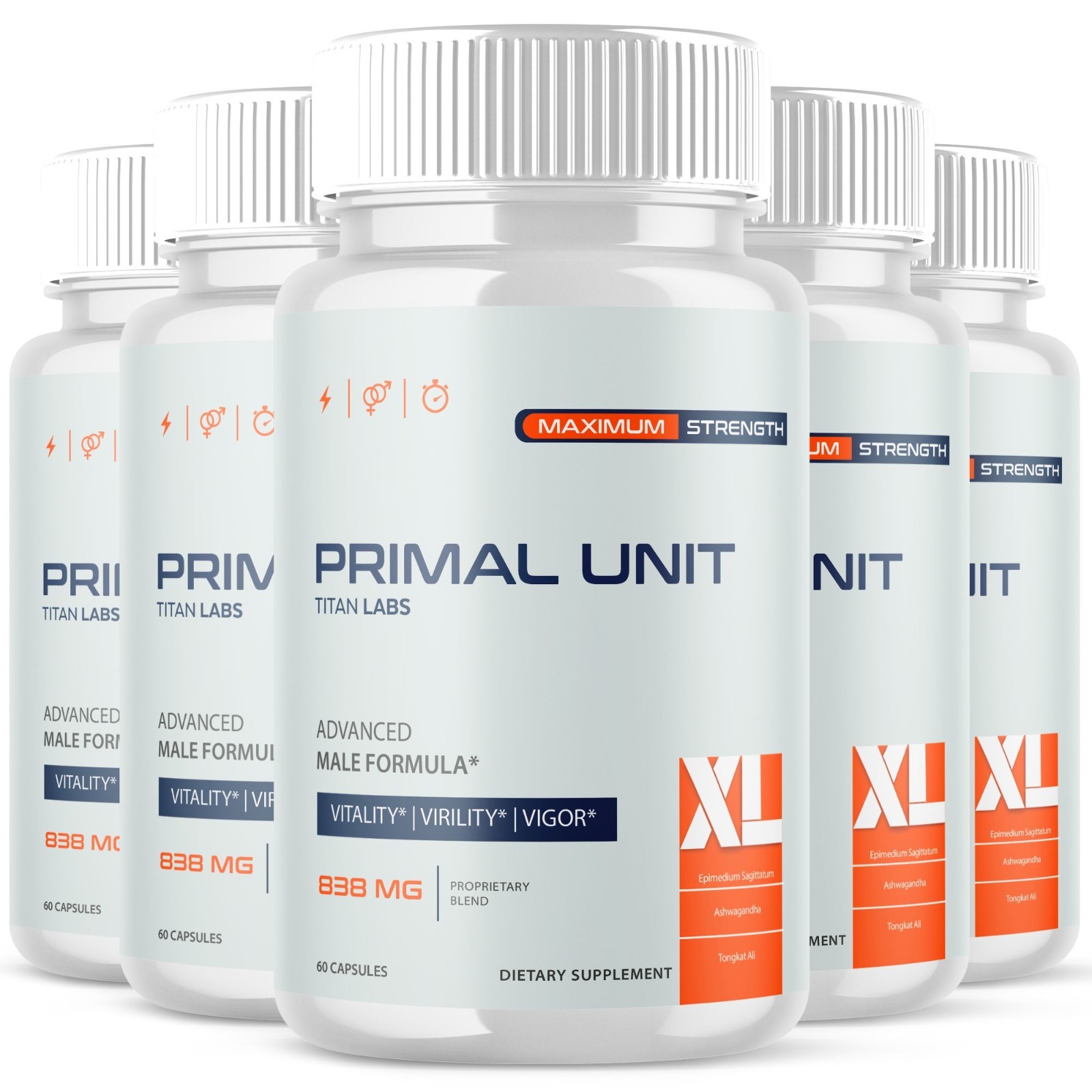 (5 Pack) Primal Unit XL Advanced Male Support Supplement PrimalUnitXL 300 Caps