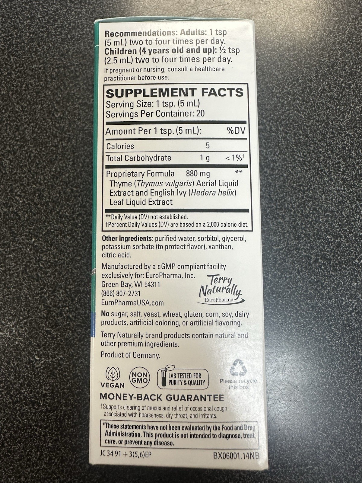 Terry Naturally Bronchial Clear – 3.4 fl oz Syrup – Supports Healthy Lung & U…