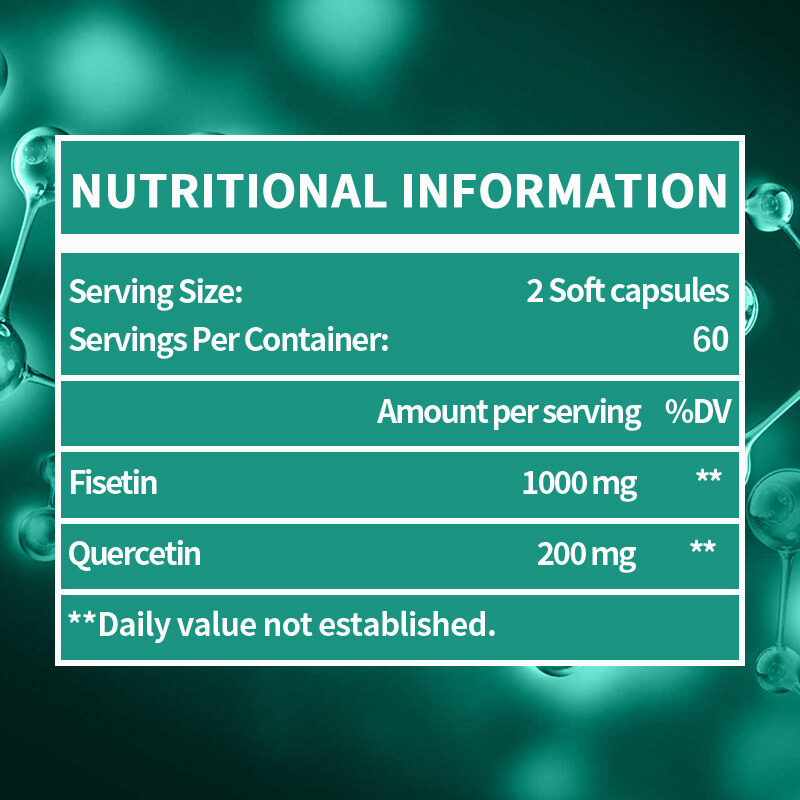 Liposomal Fisetin Softgels Quercetin High Potency 1000mg Antioxidant 120 Pills