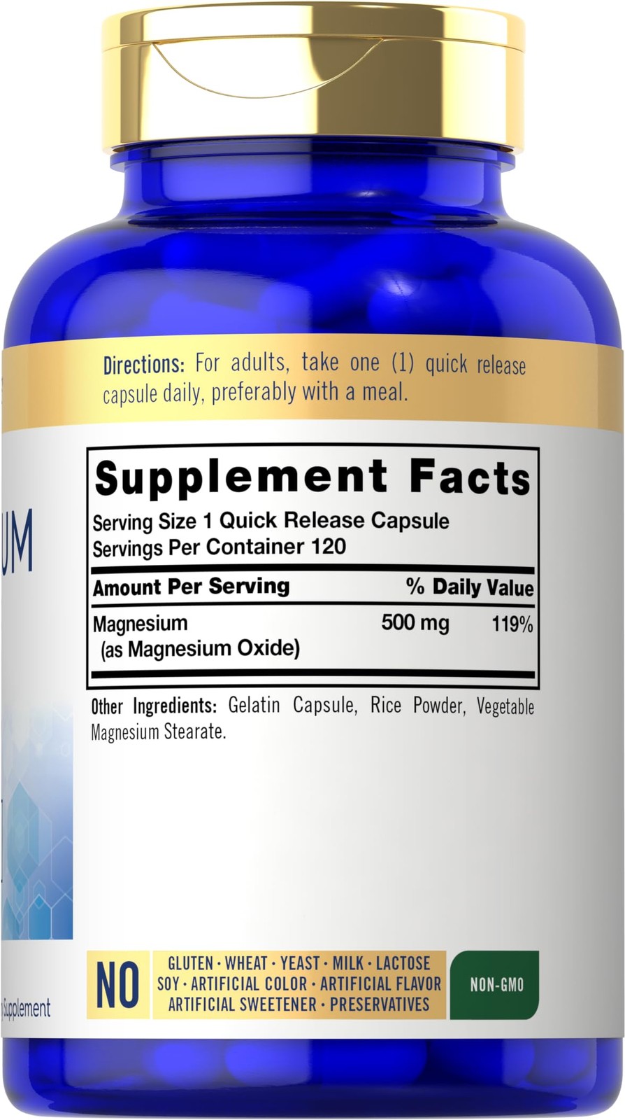 Carlyle Magnesium Oxide 500mg | 120 Capsules | 120 Count (Pack of 1), White