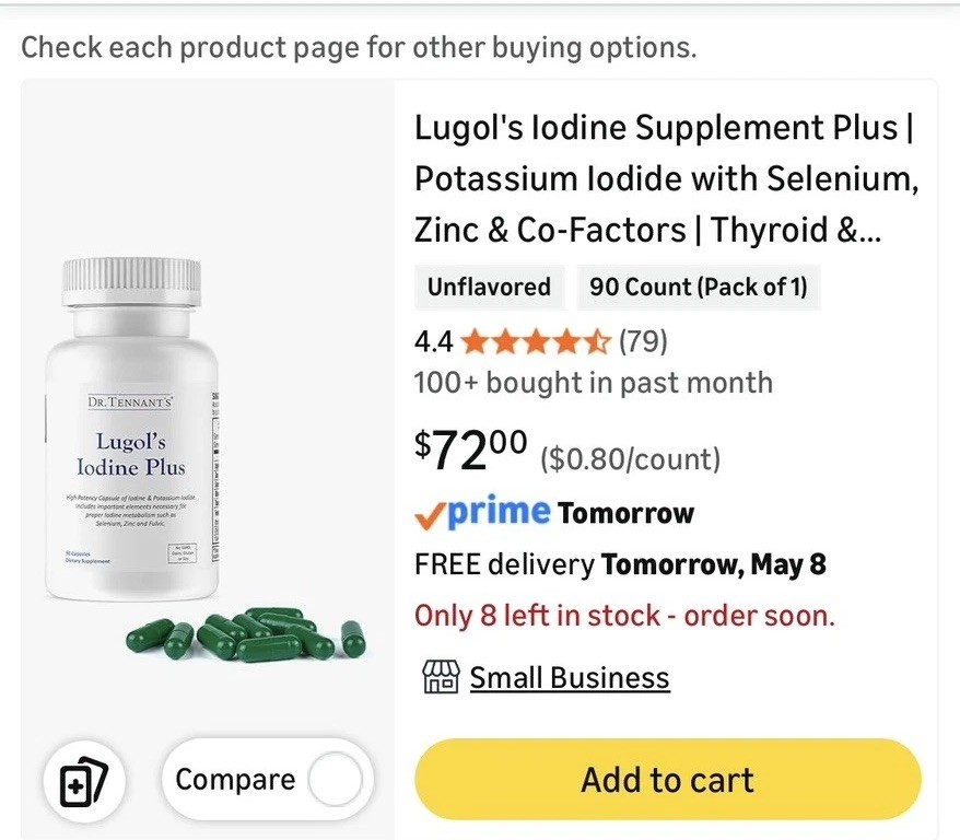 *DEAL! * 90 count LUGOLS Iodine Gel Caps Plus-Zinc Selenium Iodide-12.5 mg