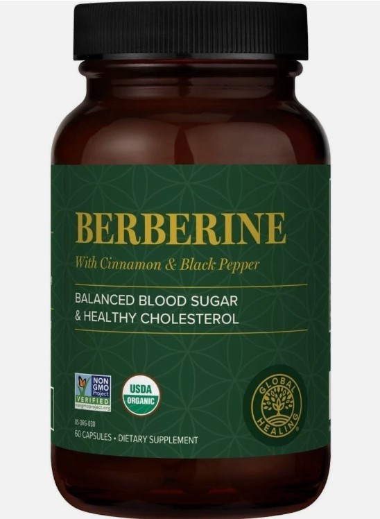 Global Healing Organic Berberine, Ceylon Cinnamon & Black Pepper-1200mg EXP12/27