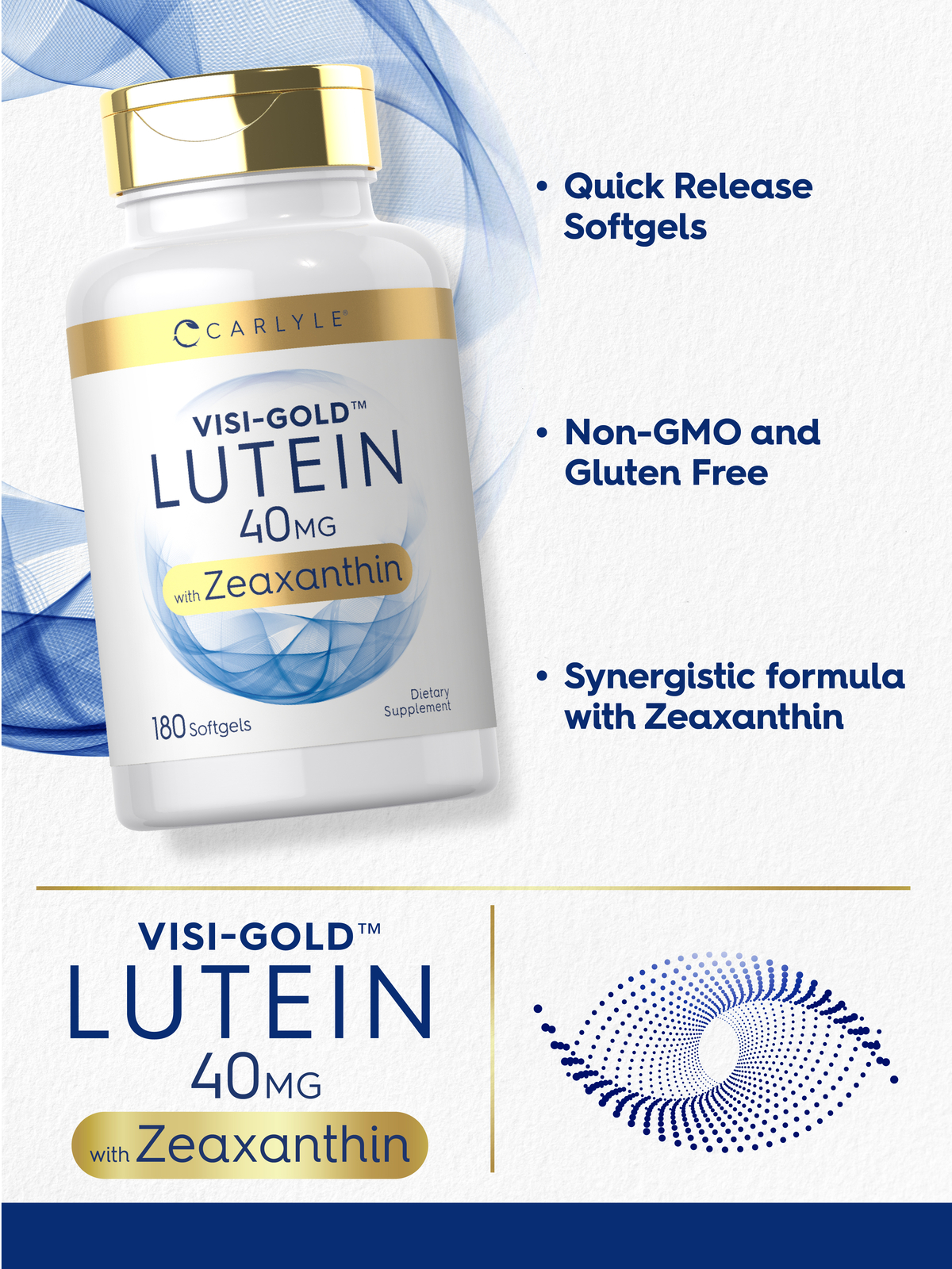 Lutein and Zeaxanthin 40 mg | 180 Softgels | Eye Health Vitamins | by Carlyle