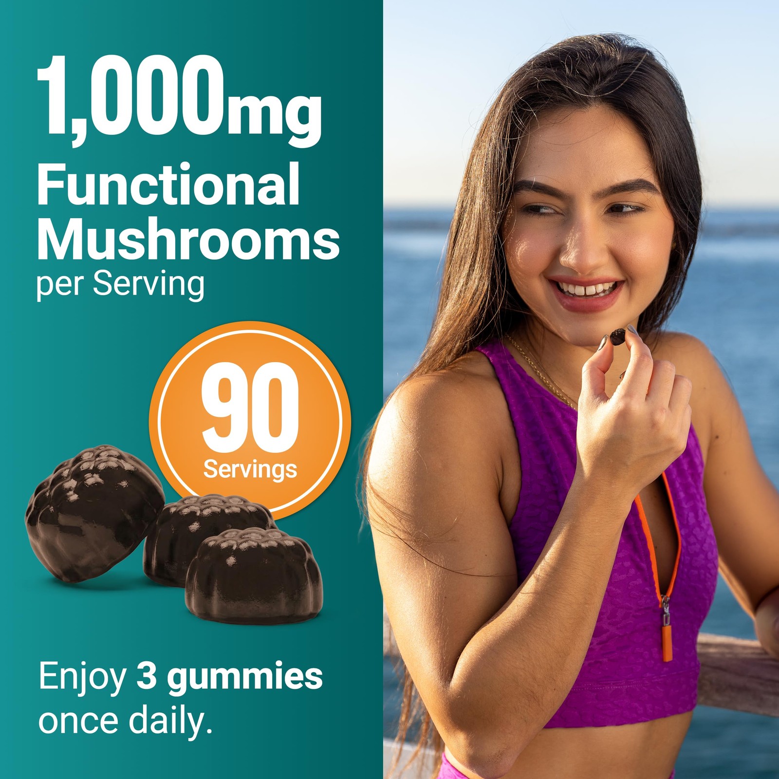 Force Factor Modern Mushrooms Gummies, Fruiting Body Mushroom Blend | with KS…