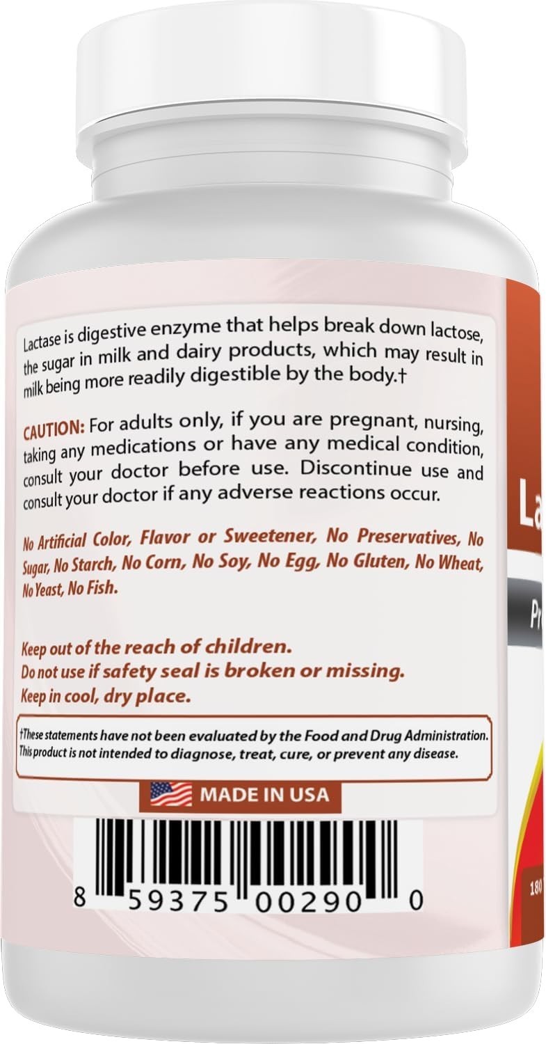 Fast Acting Lactase Enzyme Tablet, 3000 Alu, 180 Count