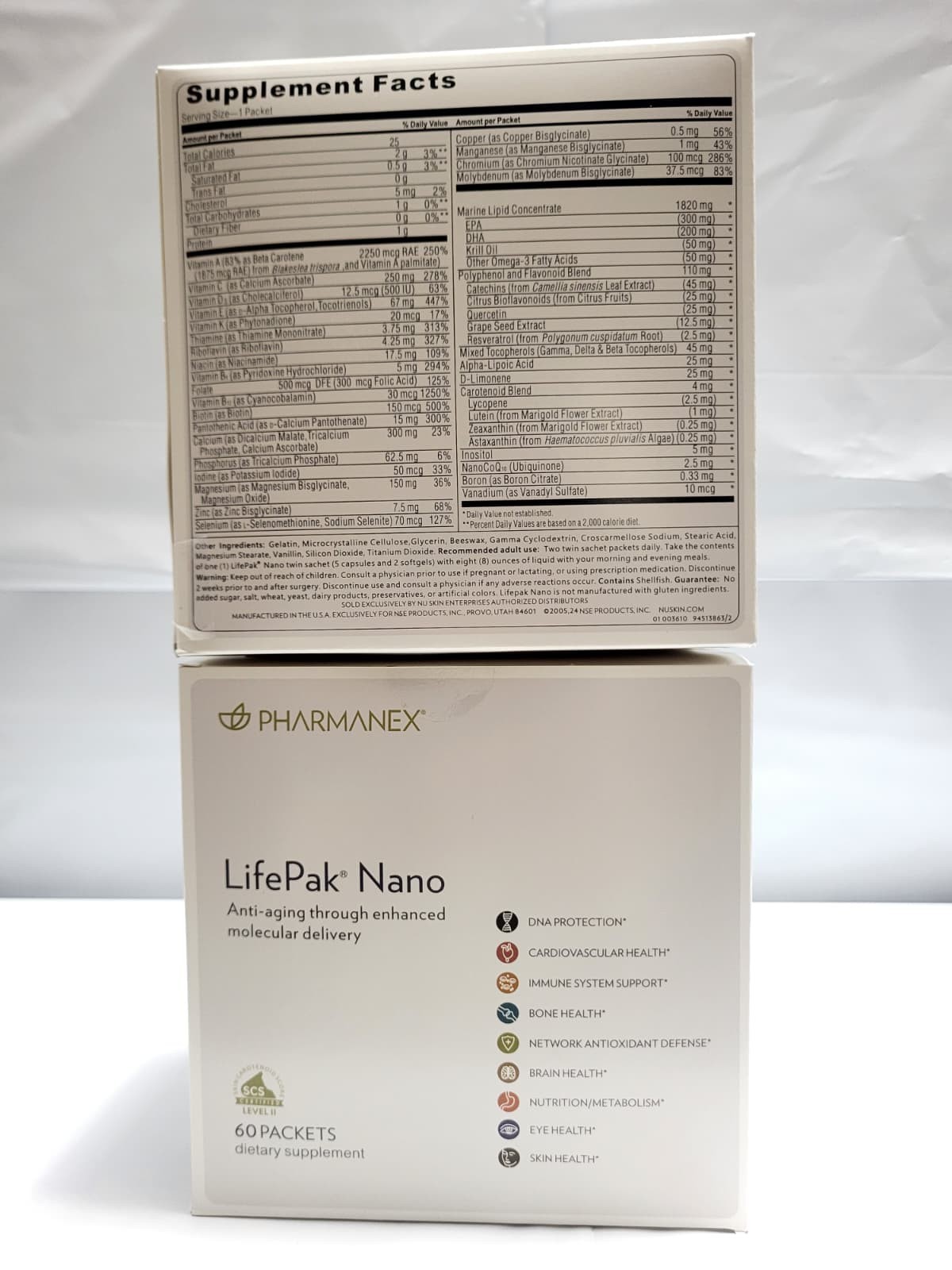 2-Packs Nu Skin NuSkin Pharmanex Lifepak Nano 60 packets Exp: 12/2027