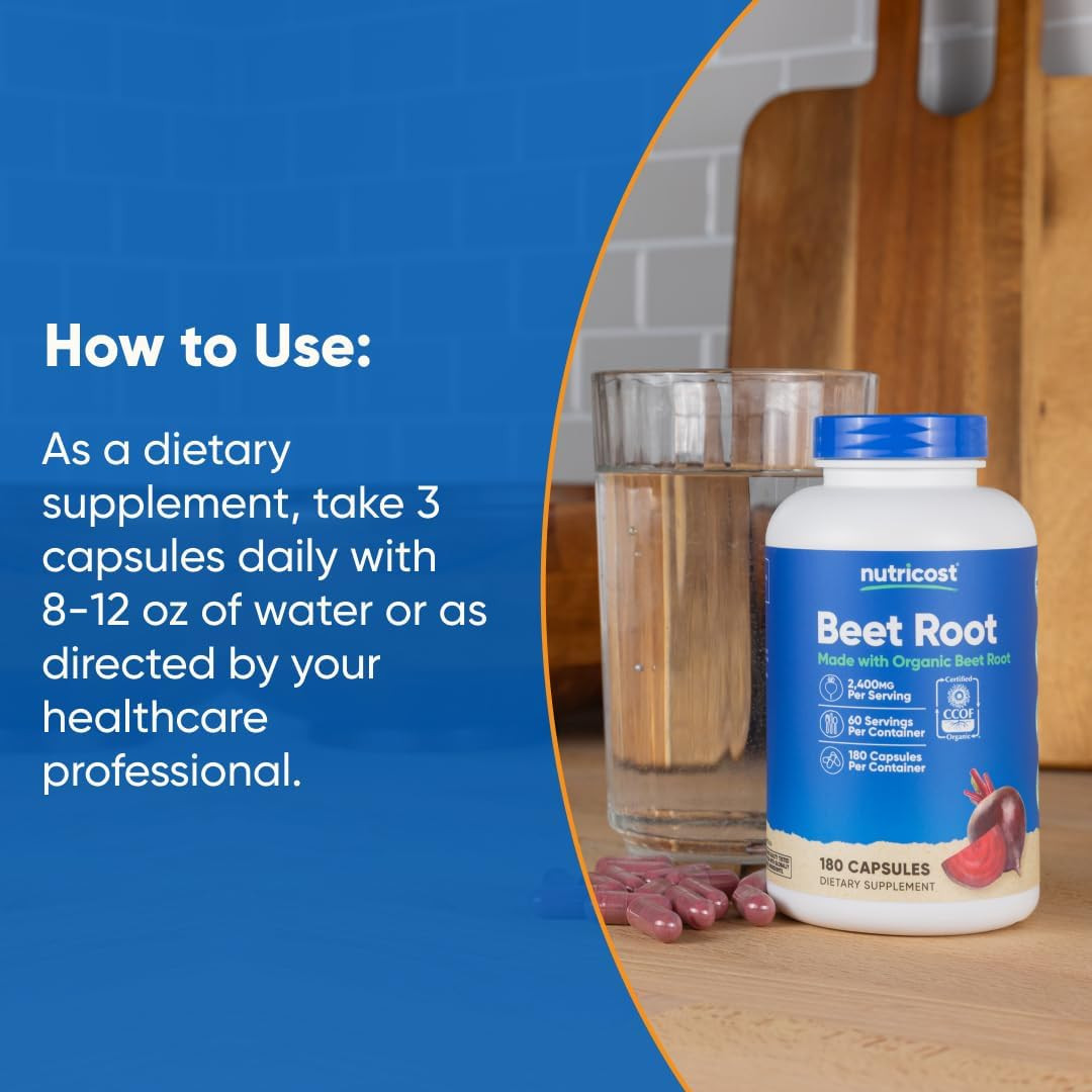 Beet Root 2400Mg 180 Capsules – CCOF Certified Made with Organic Beet Root Sup