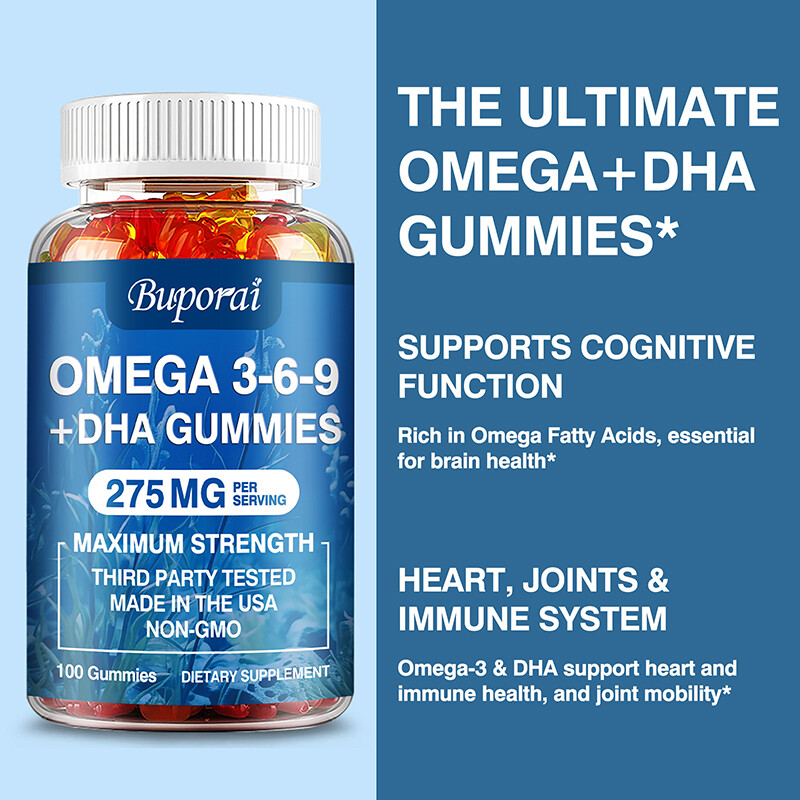 Omega 3 6 9 + DHA Gummies – Joint & Cardiovascular Health, Brain & Eye Health
