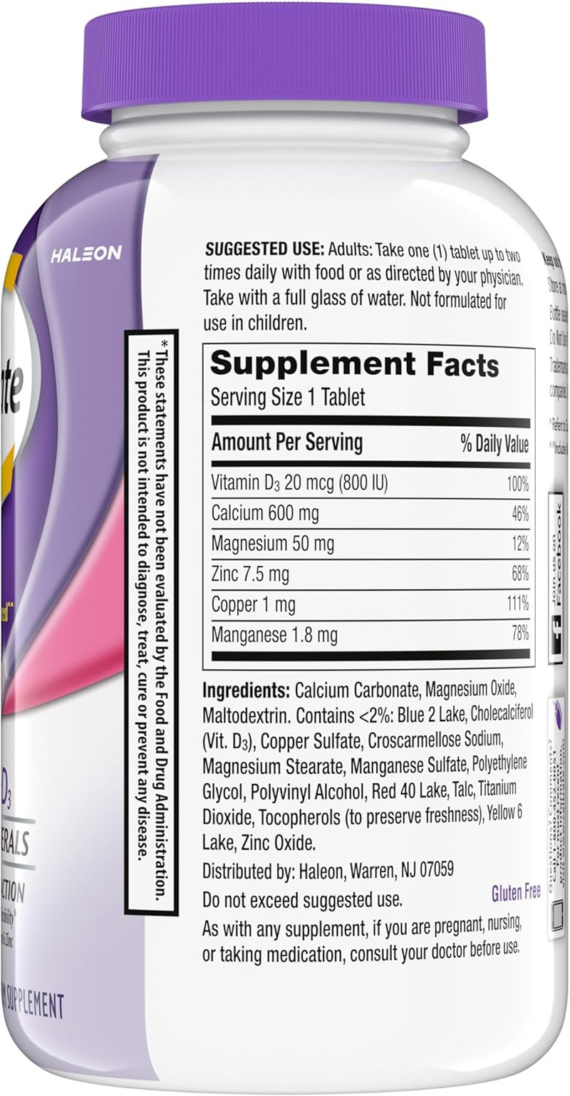 600 plus D3 plus Minerals Calcium and Vitamin D Supplement Tablets, Bone Health