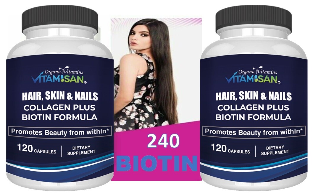 2 Hair, Skin & Nails for Women, Biotin, COLLAGEN 240 CAPSULES HIGH POTENCY