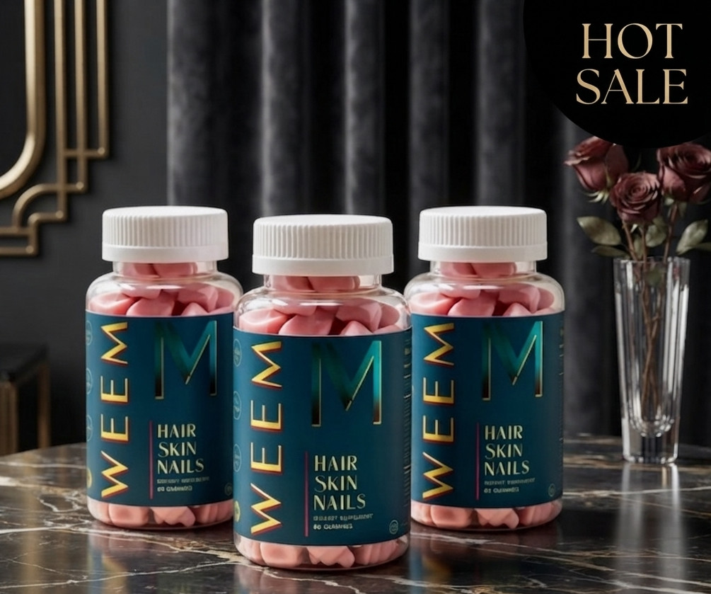 WEEM Hair Skin & Nails Gummies Vegan Biotin Vitamins Healthy Hair 3 Pack New
