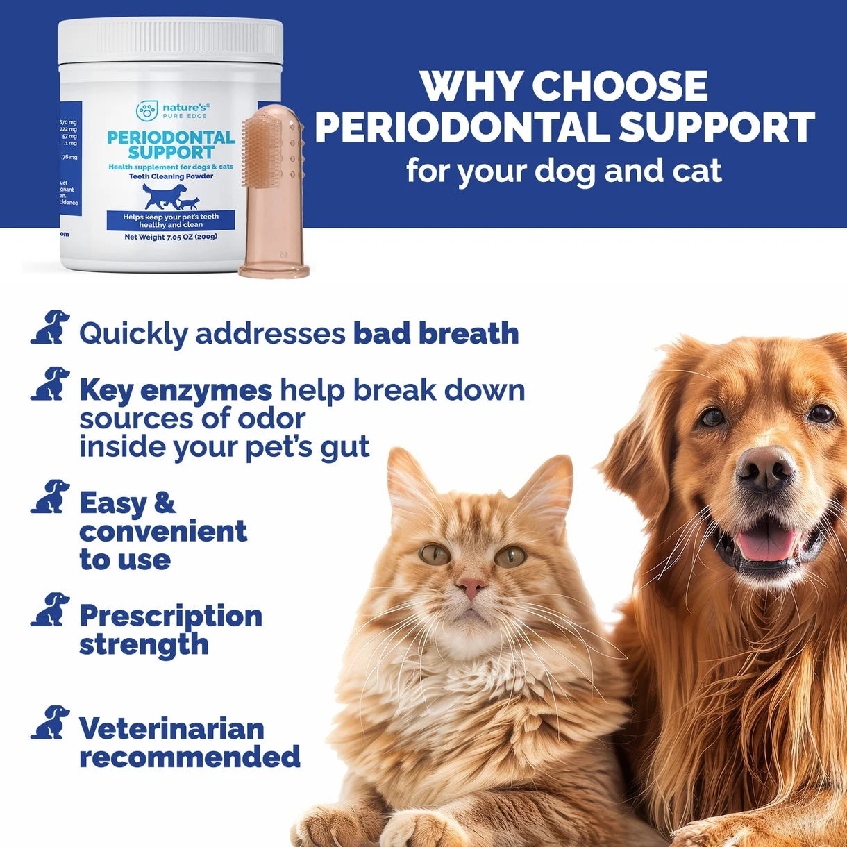 Periodontal Powder Support Cat & Dog Tooth Enzyme Oral Care, 200G
