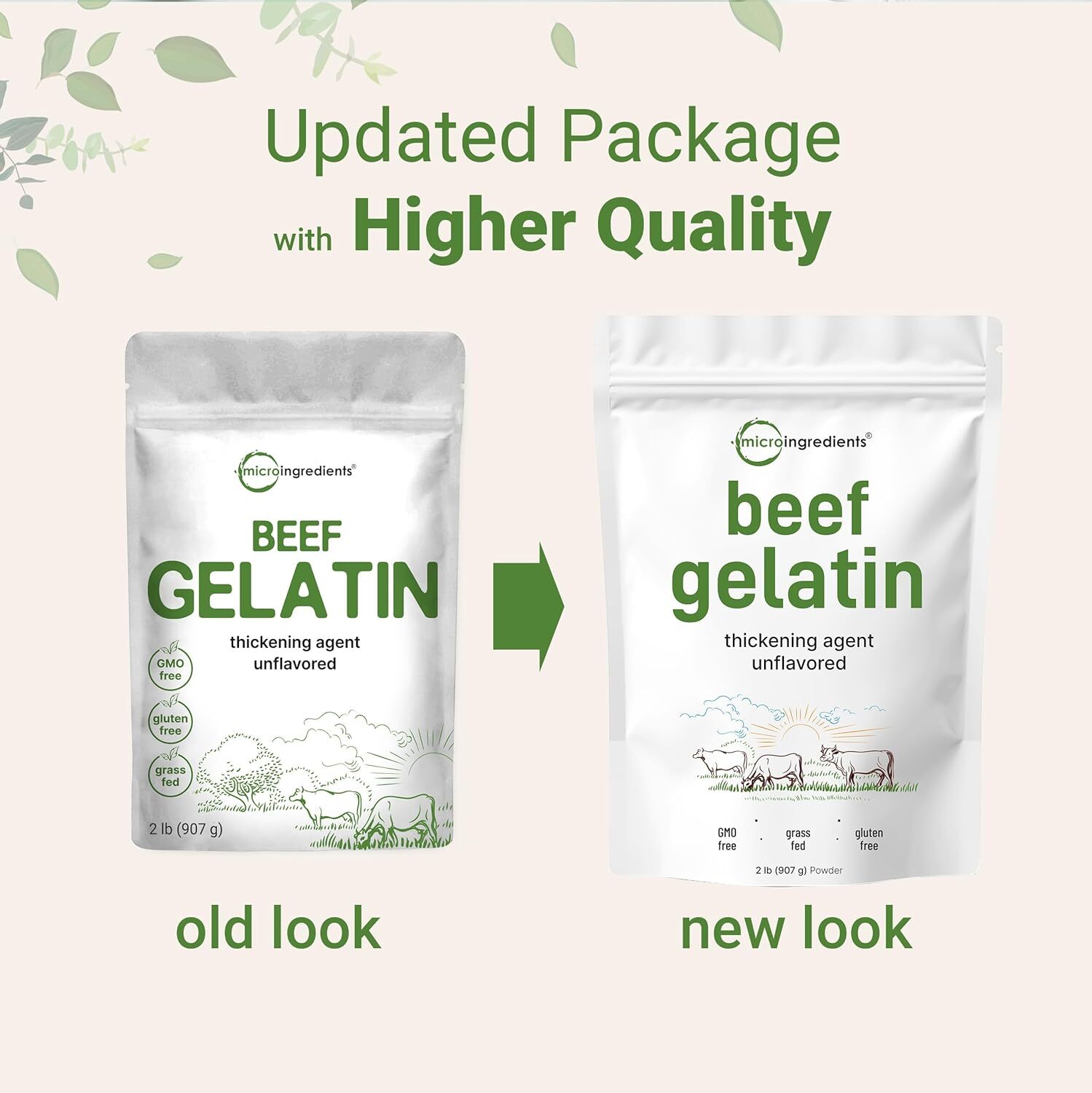 Beef Gelatin Powder, 2Lb (32Oz) | Premium Source from Grass-Fed & Pasture Raised
