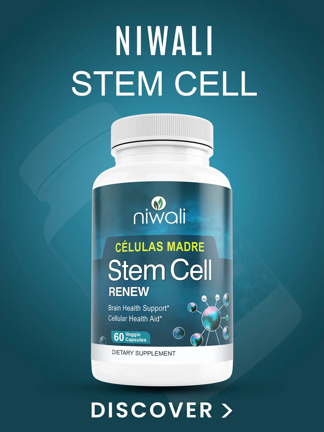 Niwali Stem Cell Renew 60 Veggie Capsules | Brain & Cellular Health Support new
