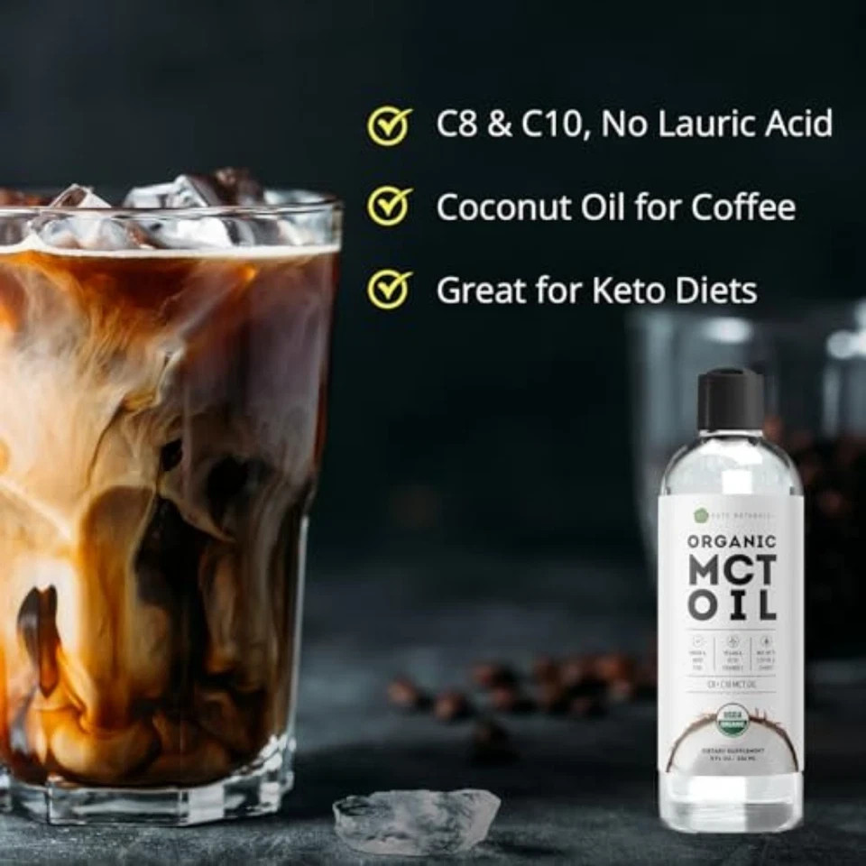 Kate Naturals Organic MCT Oil 8oz Pure Coconut C8 C10 Unflavored Coffee