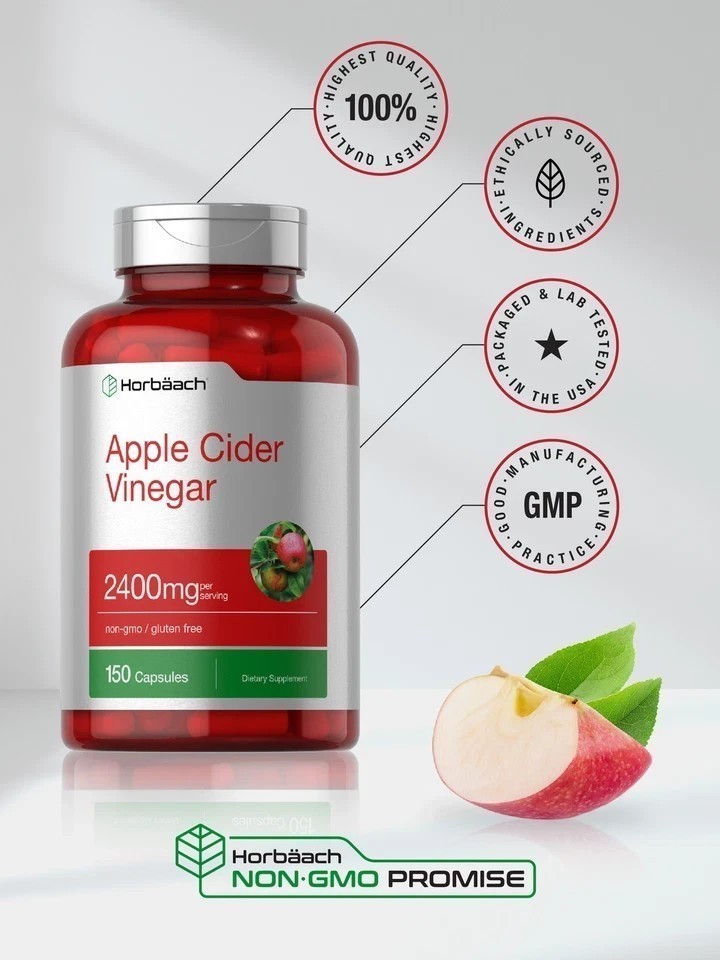 LUXRY Apple Cider Vinegar Capsules | 2400mg | 150 Count | Non-GMO | by Horbaach