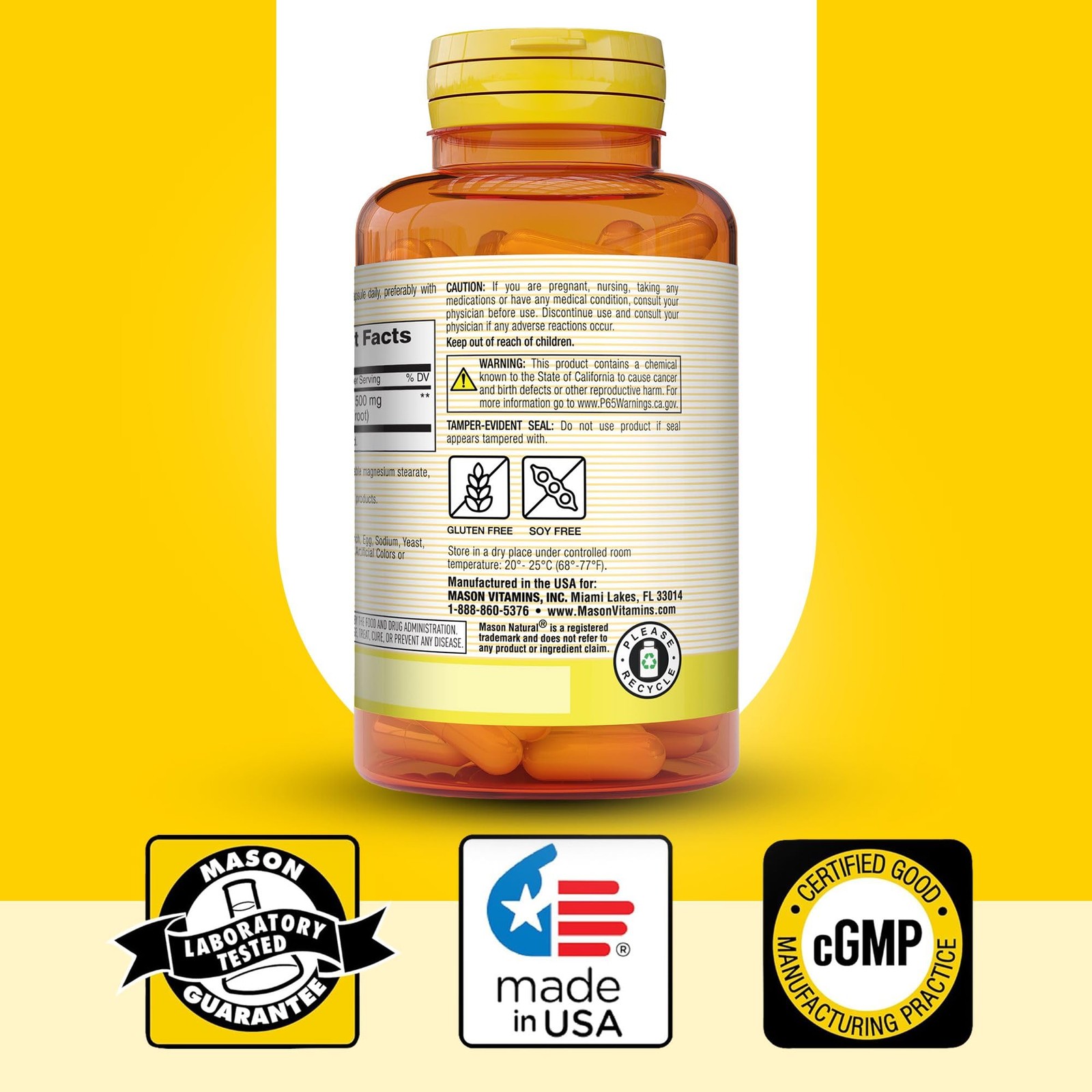 MASON NATURAL Valerian Root 500 mg, 6 Month 60 Count (Pack of 3), Light Brown