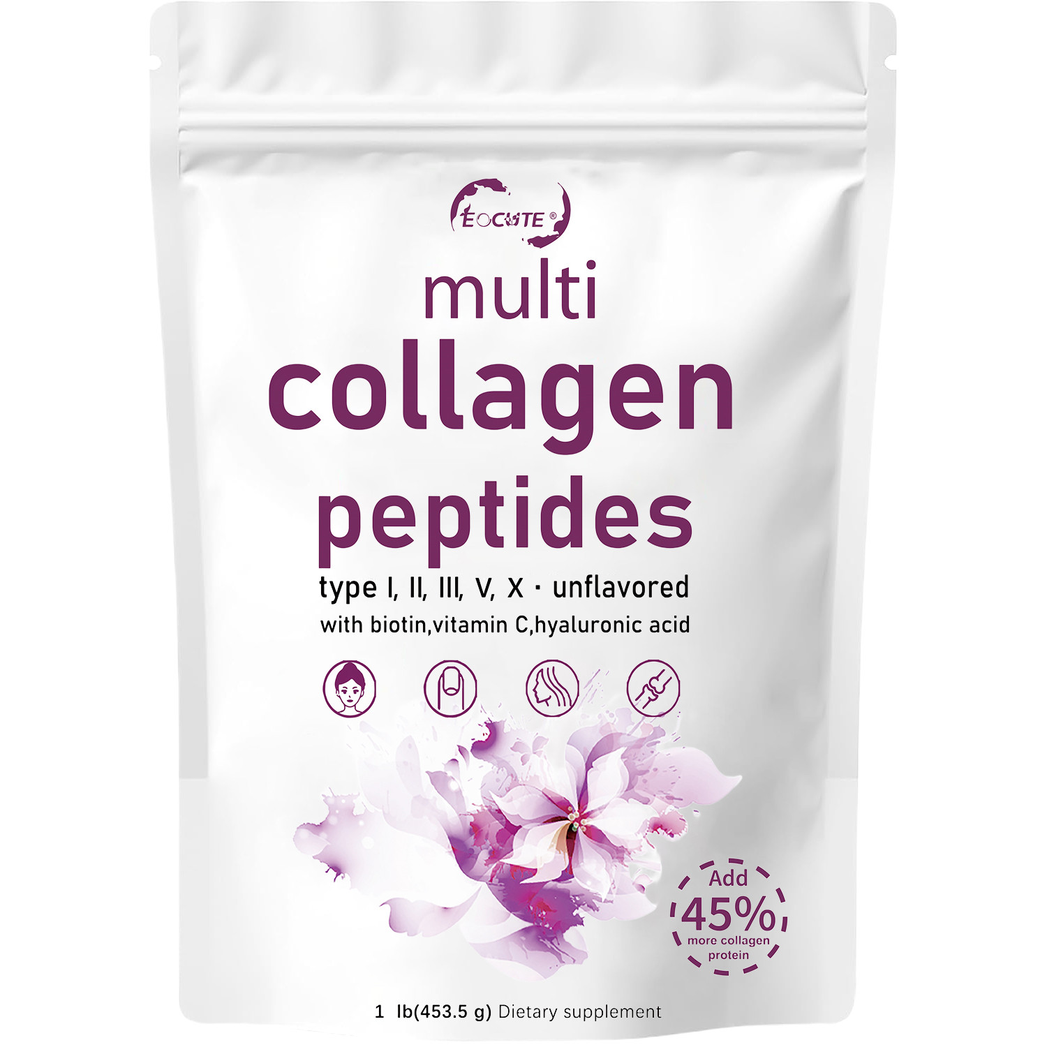 Multi Collagen Peptides Powder-Hydrolyzed Protein Peptides (Type l,l,ll,v,X) NEW