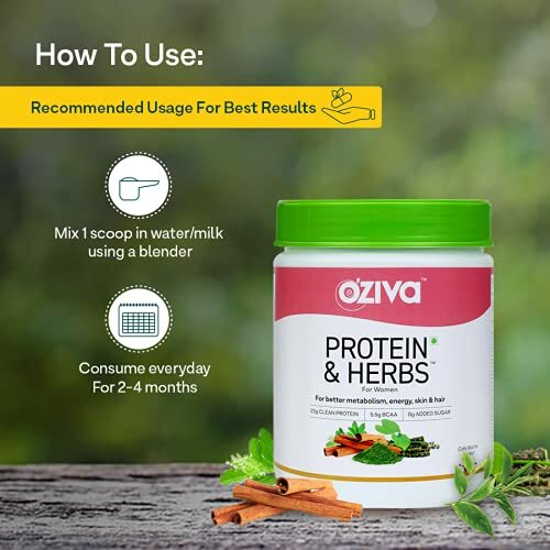 OZiva Protein & Herbs for Women Better Metabolism, Skin & Hair 500gm (Chocolate)