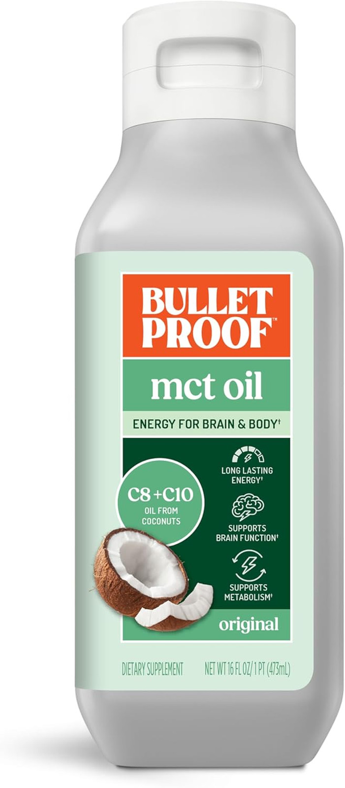 C8 & C10 MCT Oil, 100% Pure Coconut Oil, Triple-Distilled for Sustained Keto Ene