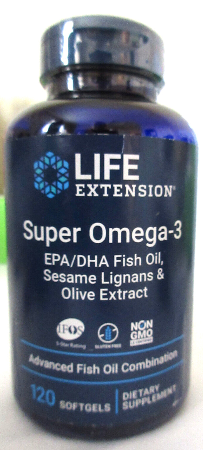 Life Extension Super Omega 3 EPA/DHA Fish Oil Sesame Lignans & Olive 120 Cap New