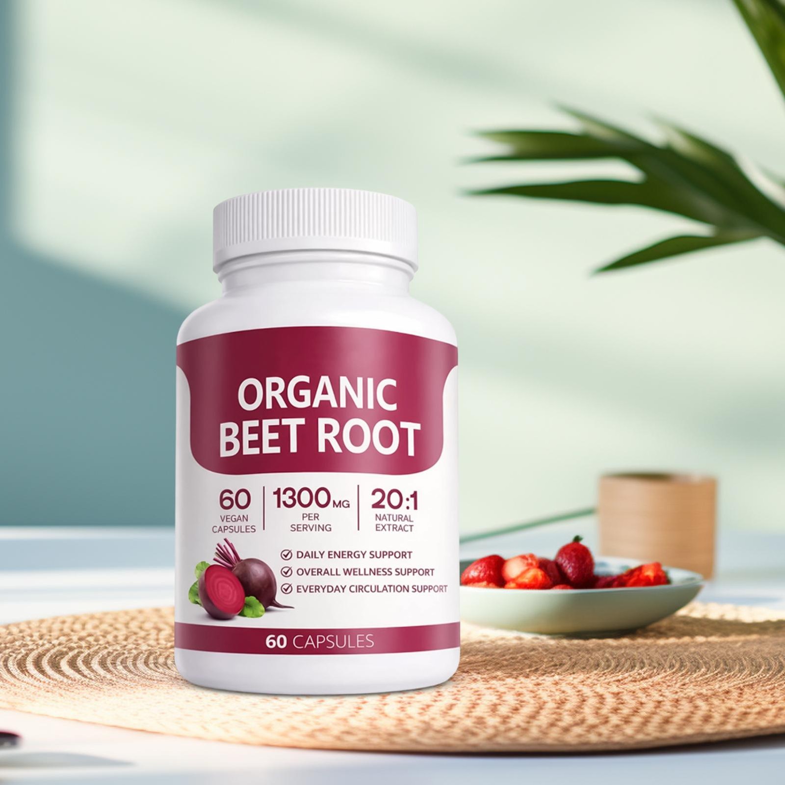 Beet Organic Root Capsules , Purely Natural , Supports Circulatory Wellness