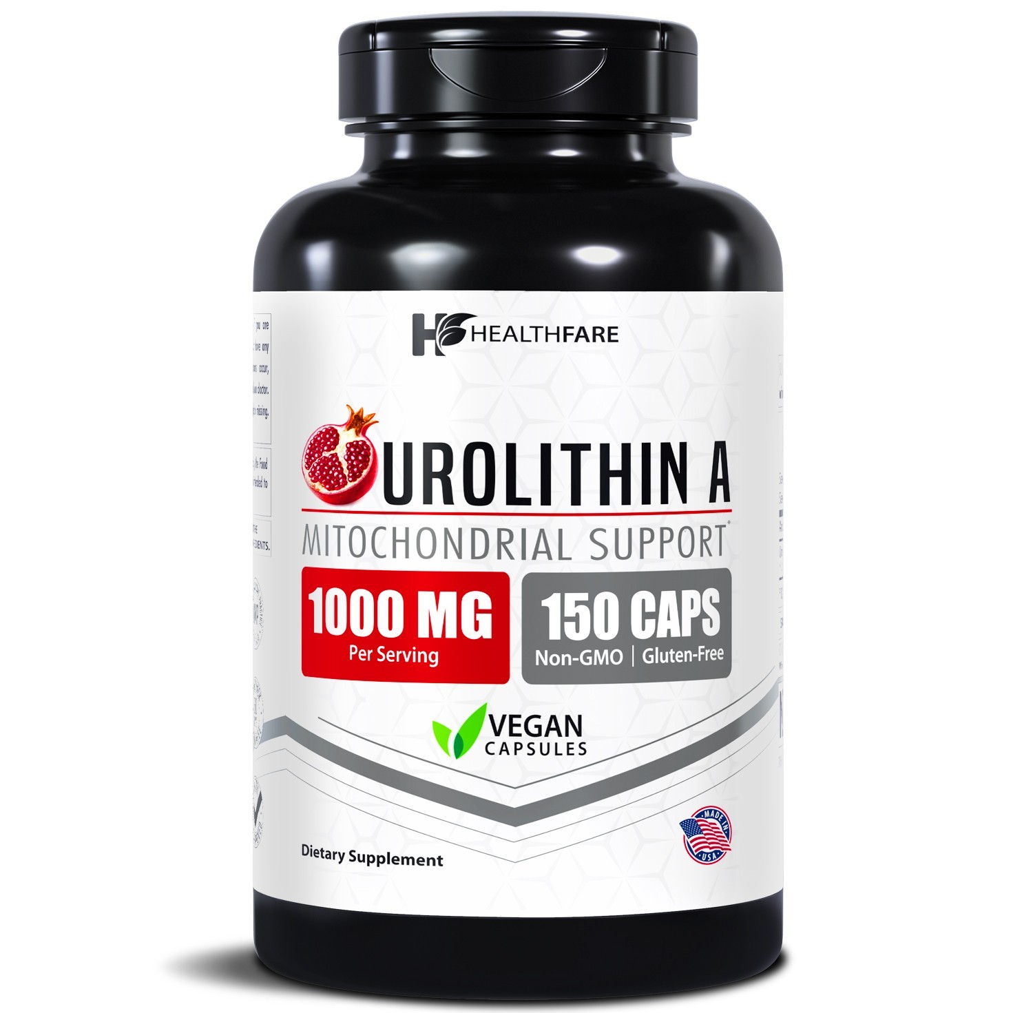 HealthFare Urolithin A | 150 Vegan Capsules | Non-GMO, Gluten-Free | Made in USA