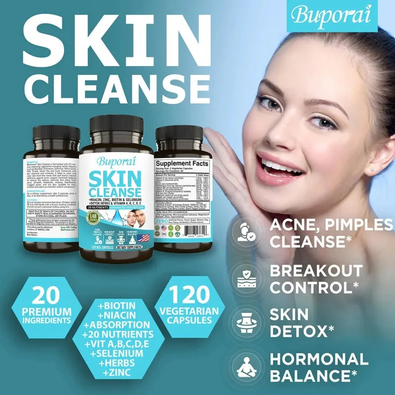 Skin Cleanse 120pcs, Brightening, Anti-aging, Support Hair, Skin and Nail Health