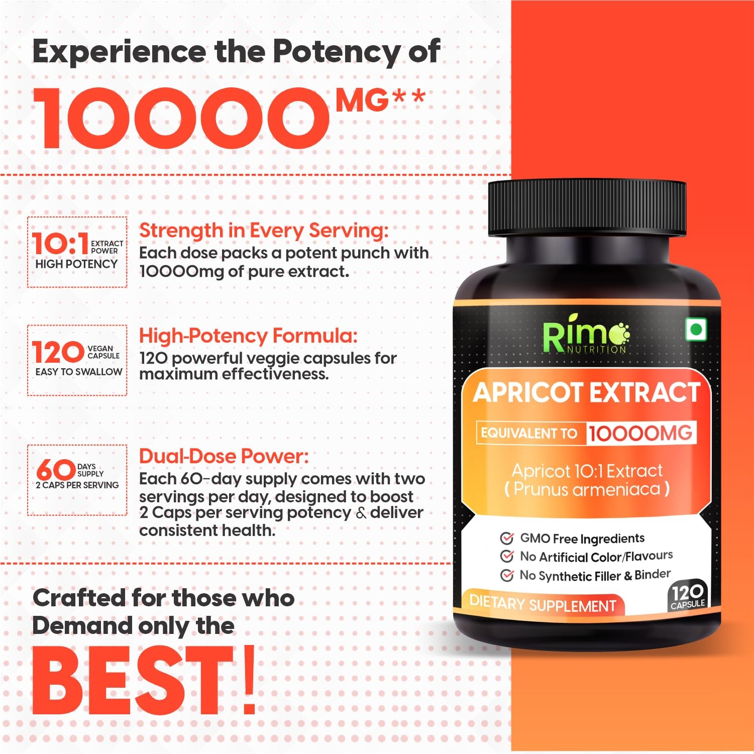 Rimo Nutrition Apricot Capsules (120 Capsules) (Pack of 120 Count 1)