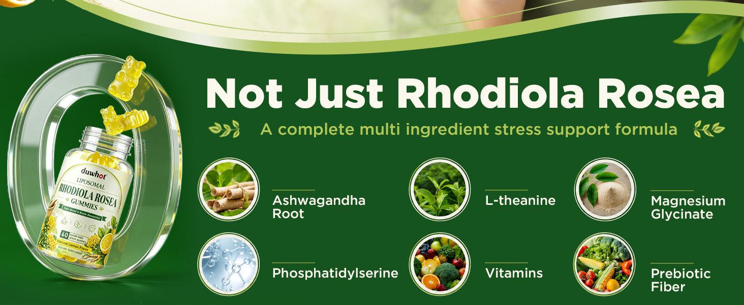 duwhot Liposomal Rhodiola Rosea Gummies Sugar Free, Organic Rhodiola Rosea
