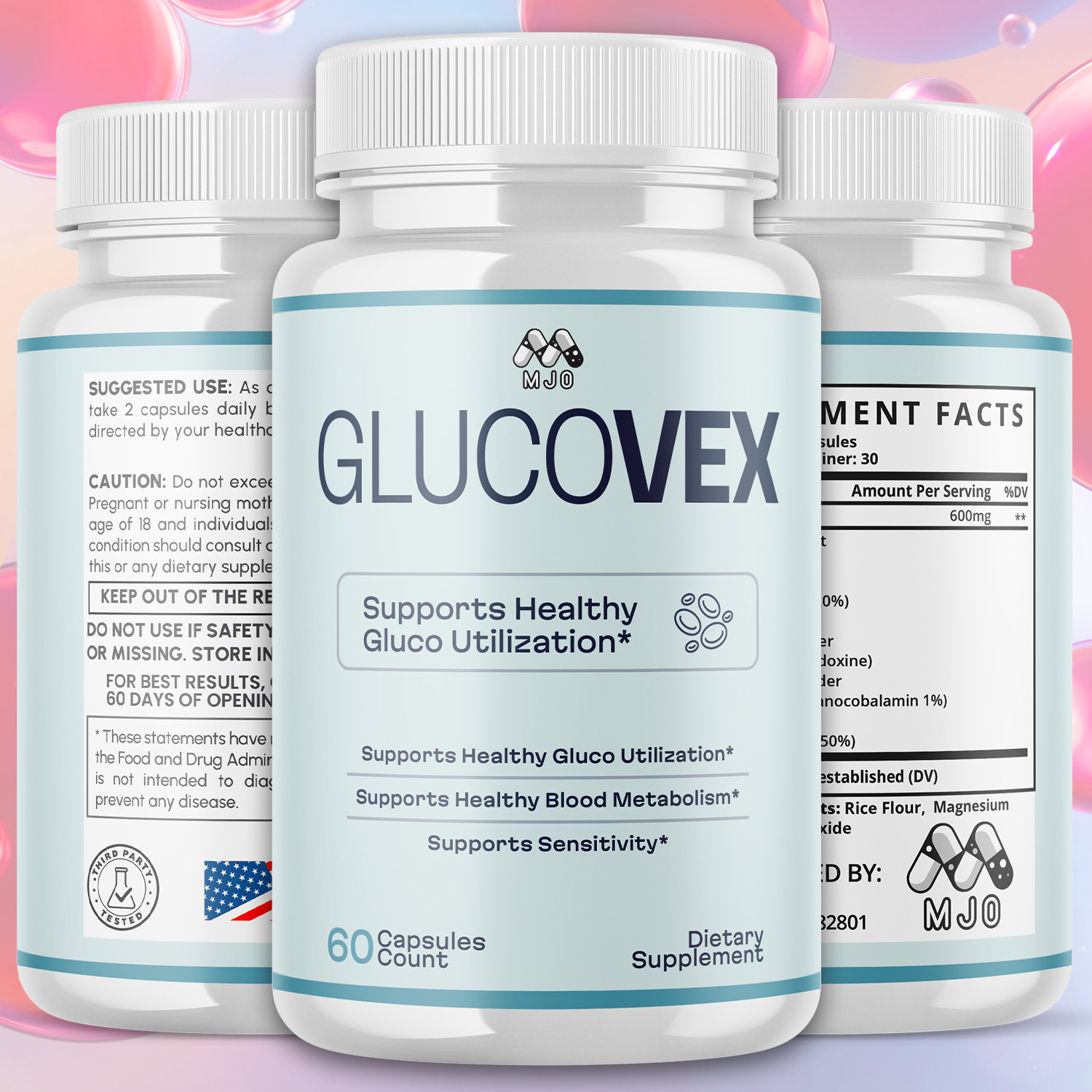 (1 Pack) Glucovex Advanced Support Blood Supplement Formula Gluco Vex 60 Caps