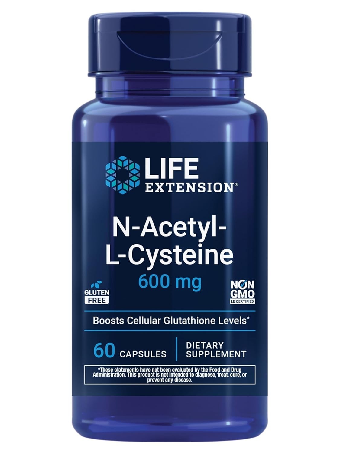 Life Extension NAC 600mg 60 Capsules Cellular Antioxidant & Liver Health Support