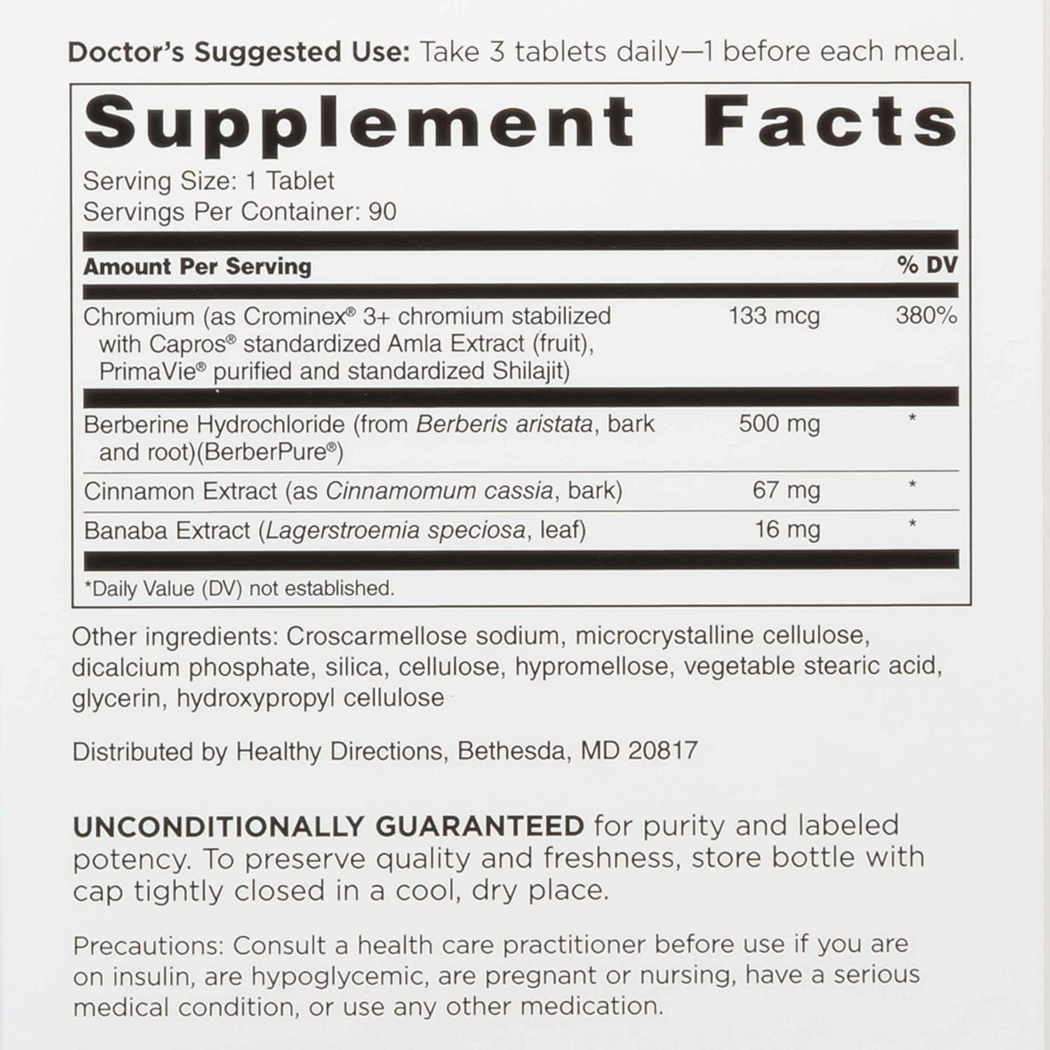 GlucoGold with Berberine Cinnamon Chromium Banaba Leaf Extract 90 Tablets