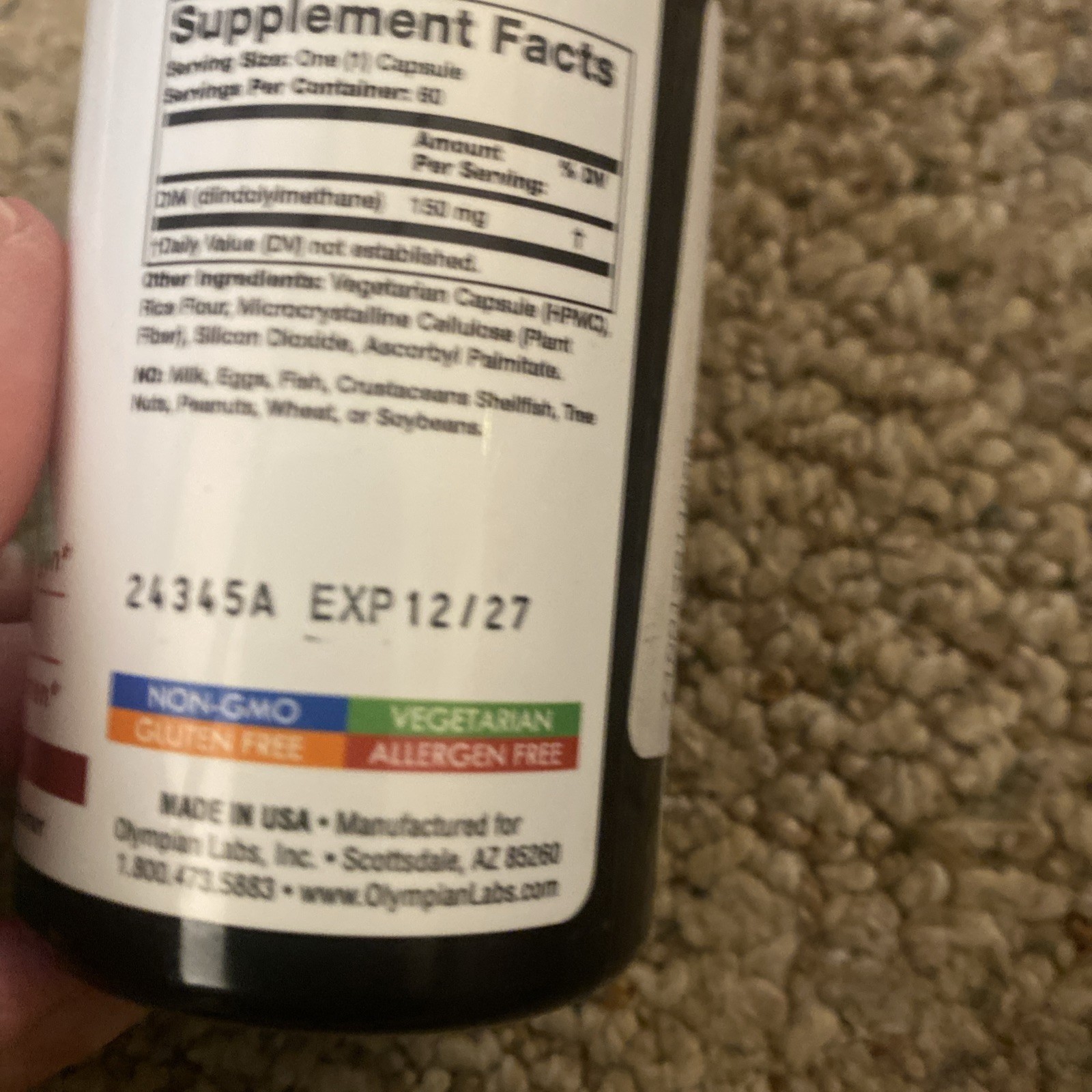 Olympian Labs Diindolylmethane DIM 150mg 60 Capsules Hormone Support Supplement