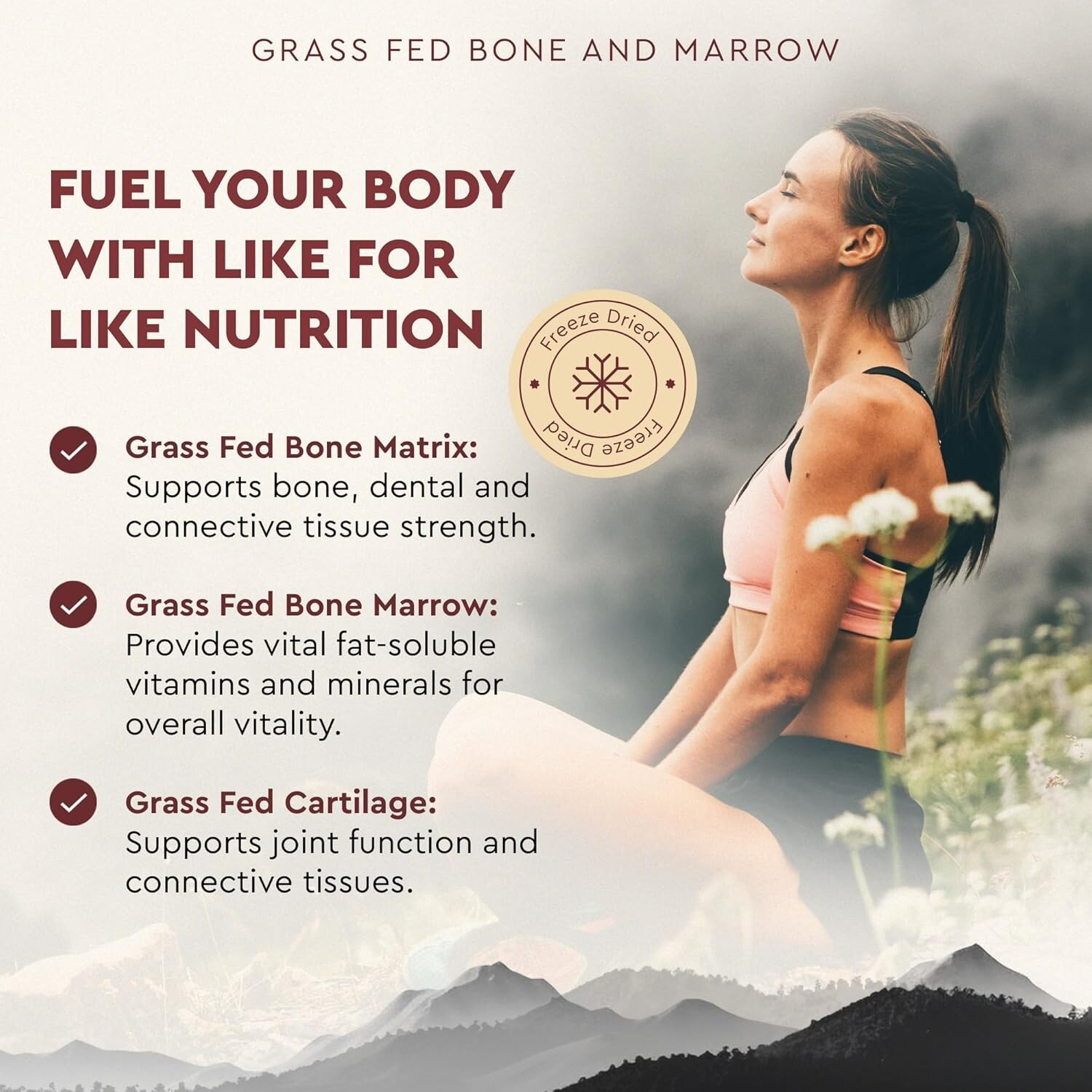 Ancestral Supplements Grass Fed Beef Bone and Marrow Supplement, 3000mg – 180 CT