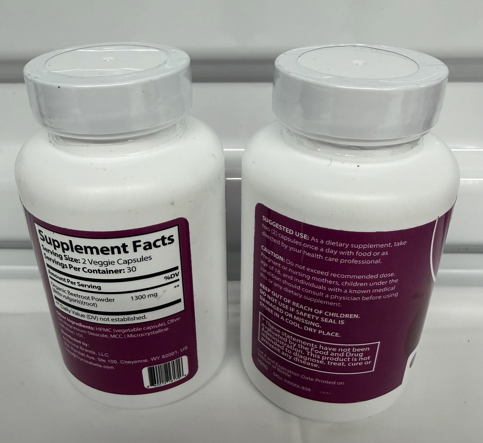Lot of 2 Rosabella Beetroot Organic Supplement 60 Capsules Exp 04/2028
