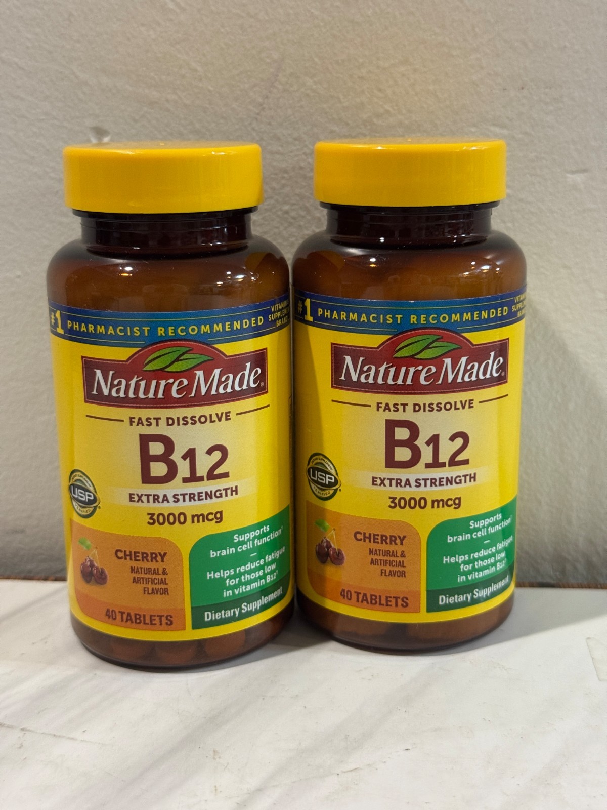 (2 Pack) Nature Made Vitamin B12 3000 mcg Extra Strength 40 Tablets Exp 10/2026