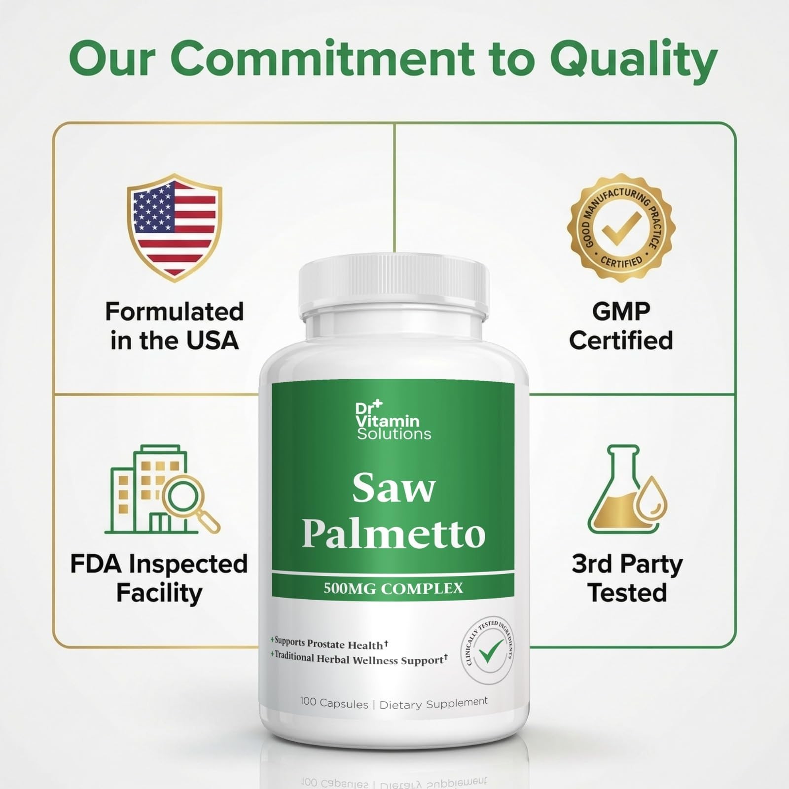Saw Palmetto for Men 500mg Prostate Health, 45% Extract, DHT Blocker