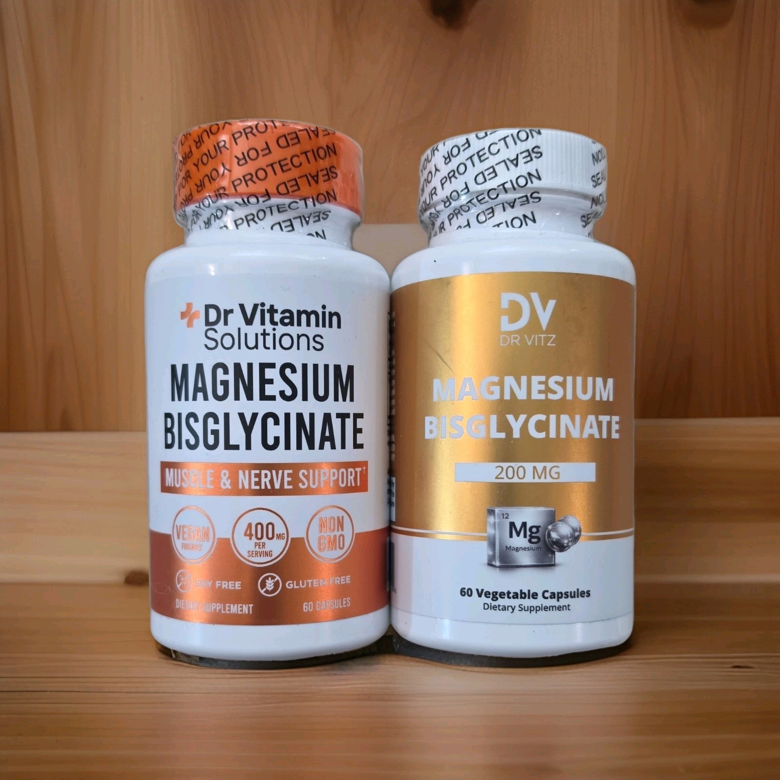 Magnesium Bisglycinate 400mg 60 caps + 200mg 60 caps = 120 caps Vegan Non-GMO
