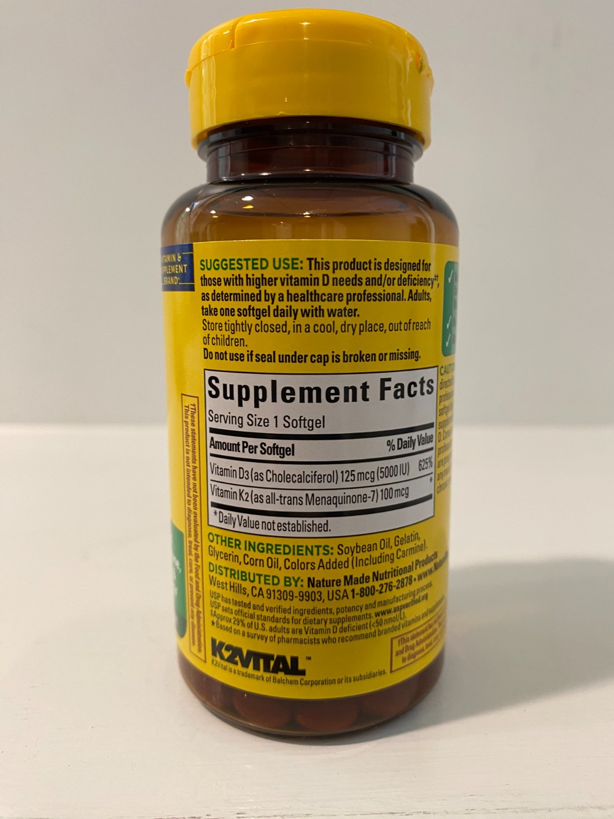 Nature Made Vitamin D3 + K2, Dietary Supplement, GF, 30 Softgels, USP Verified