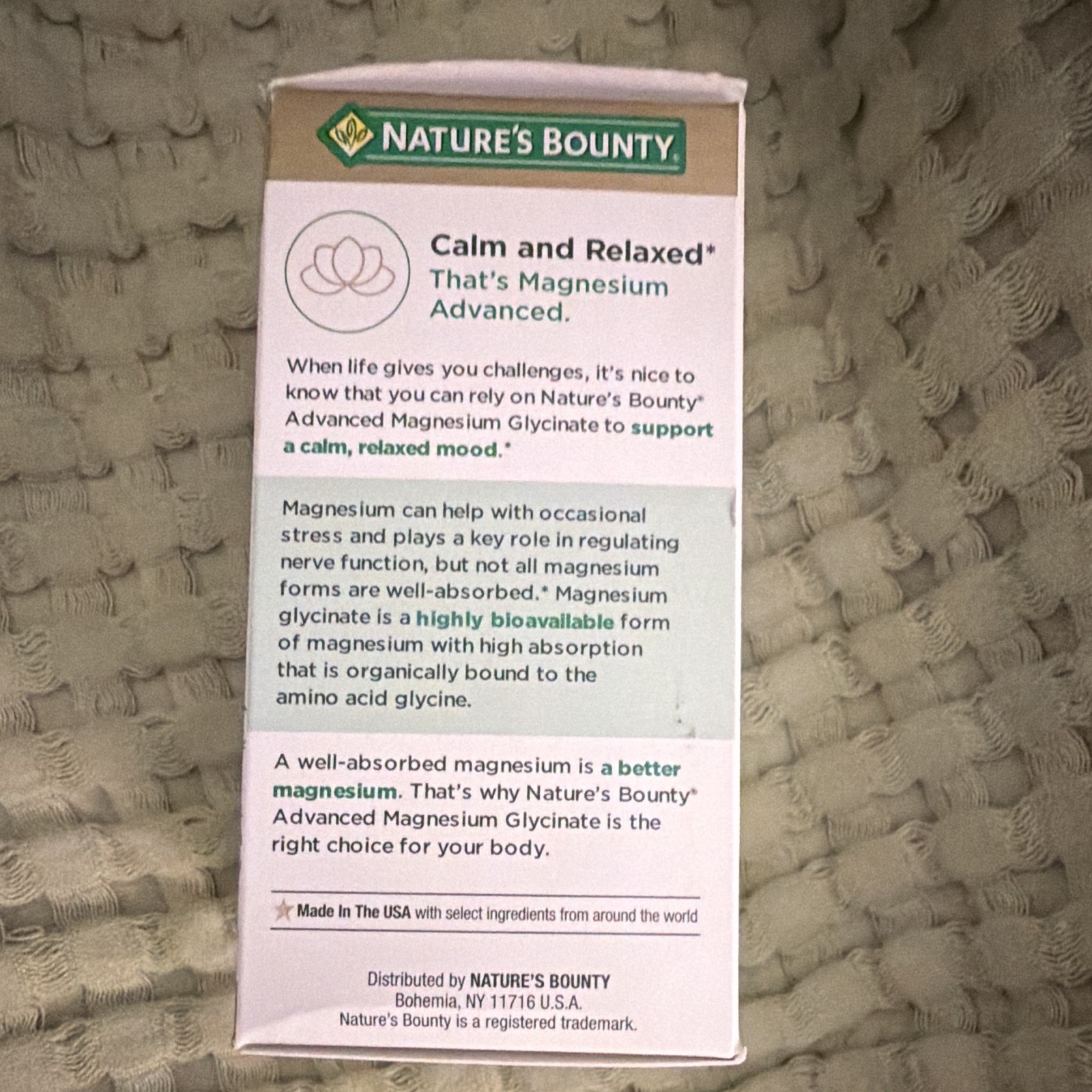 Nature’s Bounty Advanced Magnesium Glycinate 360 mg 90 Capsules Stress Support