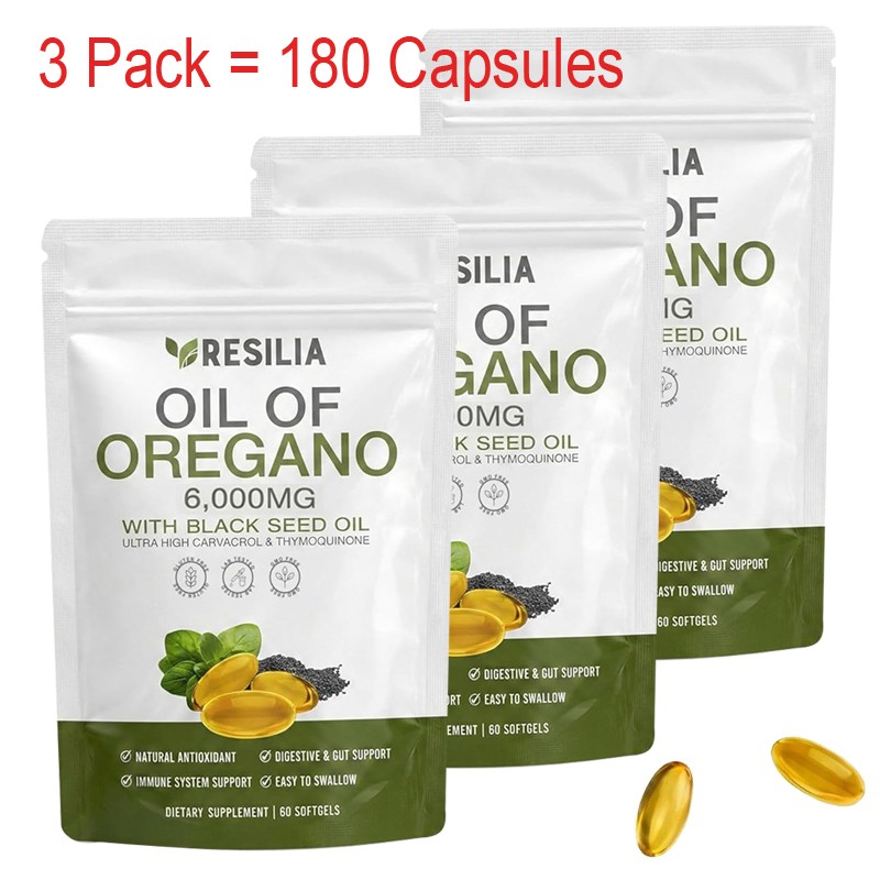 3X Resilia Oil of Oregano 6000mg with Black Seed Oil Softgels – 60 Capsules