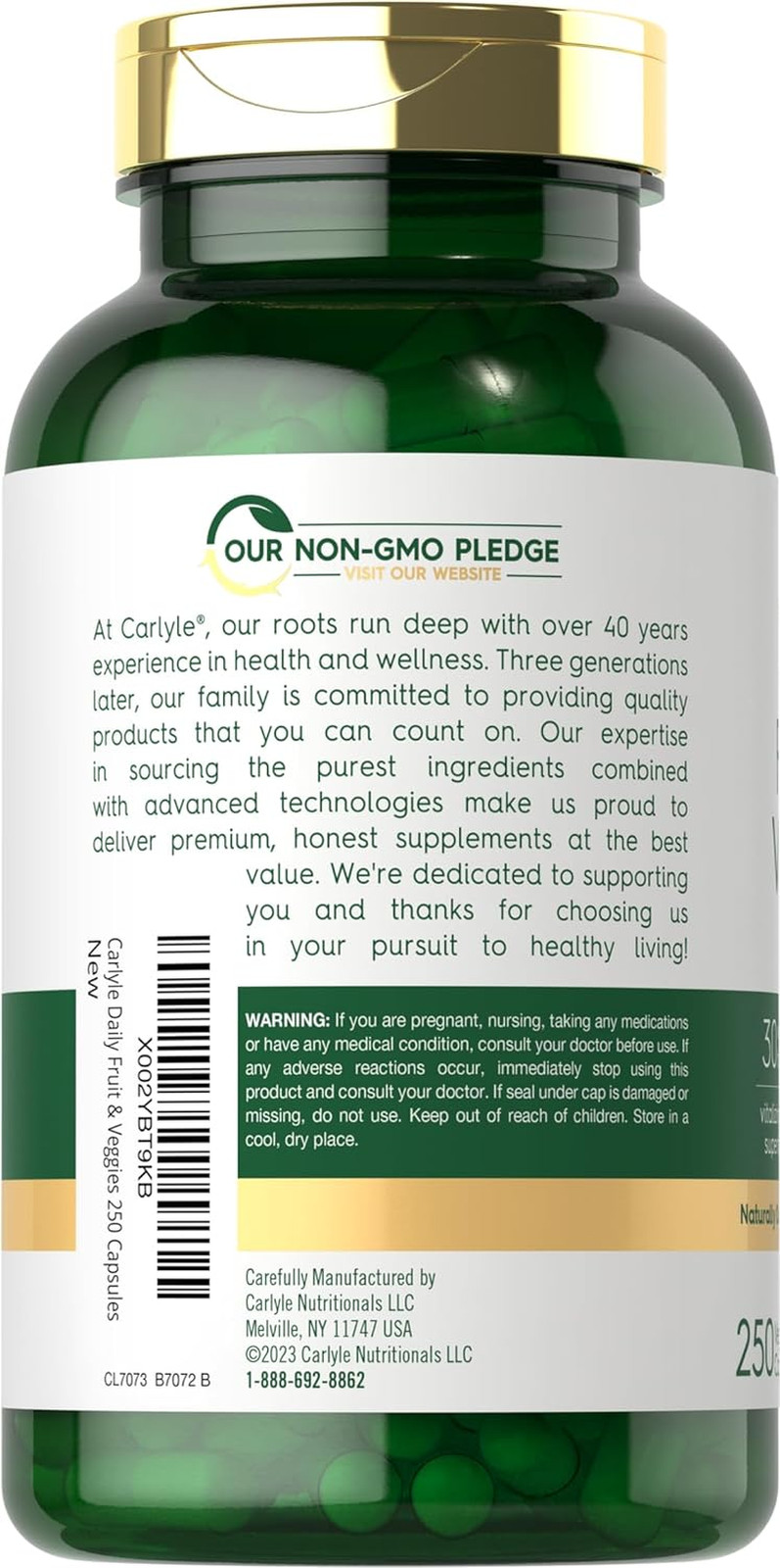 Fruits and Veggies Supplement | 250 Capsules | Made with 30 Fruits and Vegetable