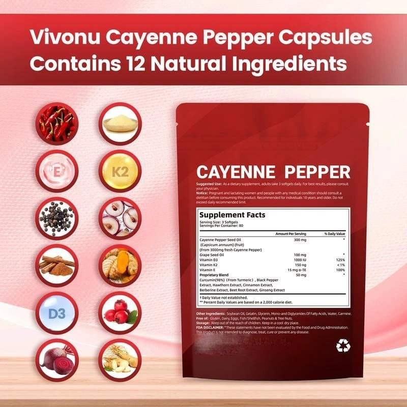 Softgels Cayenne Pepper Supports Softge Vein, 240 Leg /1 Bag Supplement