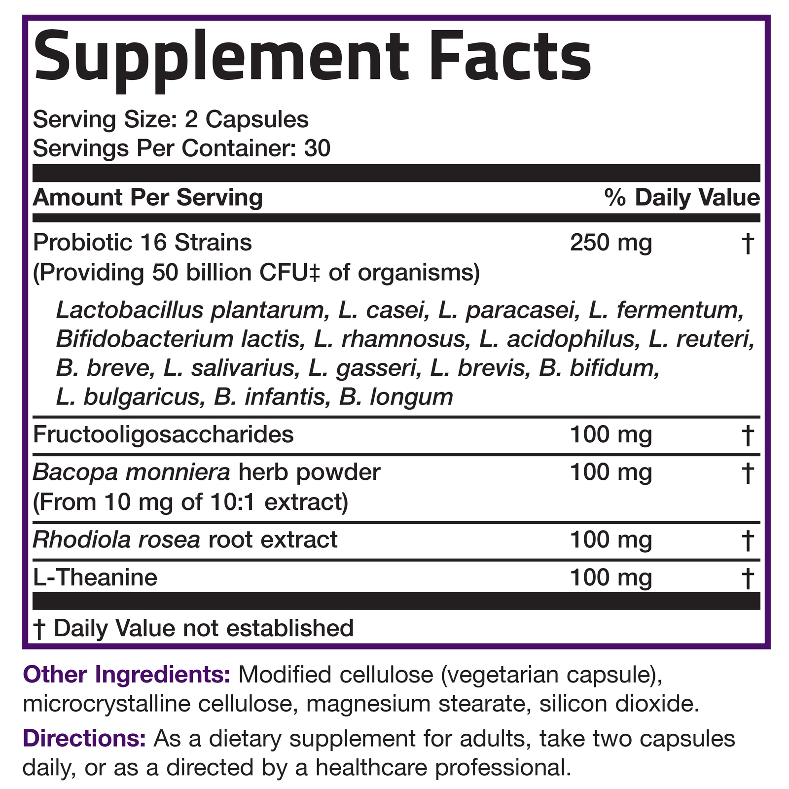 Bronson Brain + Mood Probiotic 50 Billion CFU Plus Prebiotic, 60 Veg Capsules