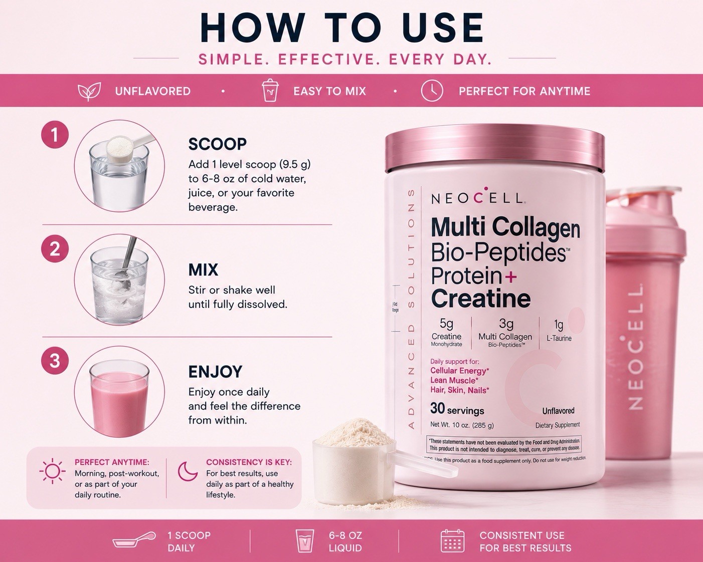 NeoCell Collagen Powder with Creatine 10 Oz Beauty Support