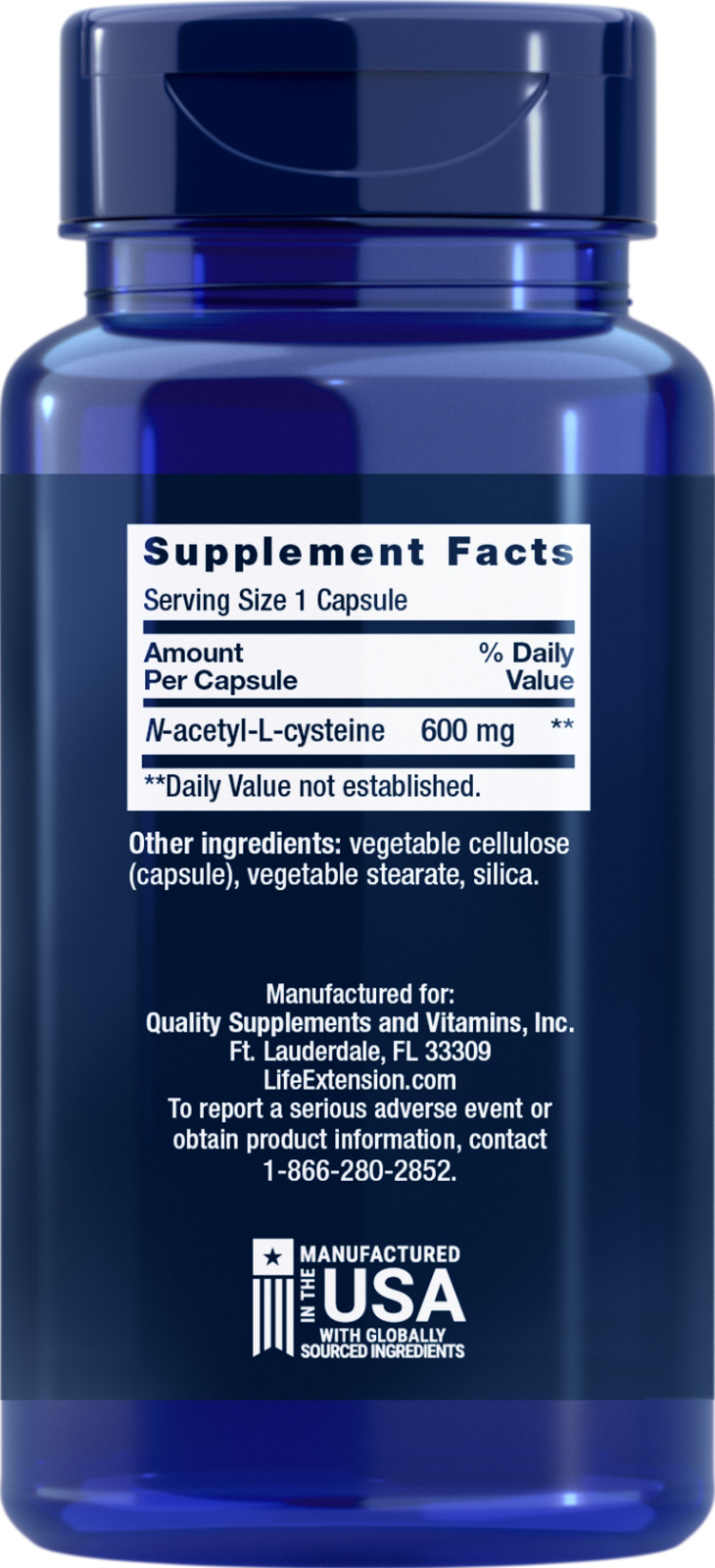 Life Extension N-ACETYL CYSTEINE (NAC) 600 MG 60 Veg Caps