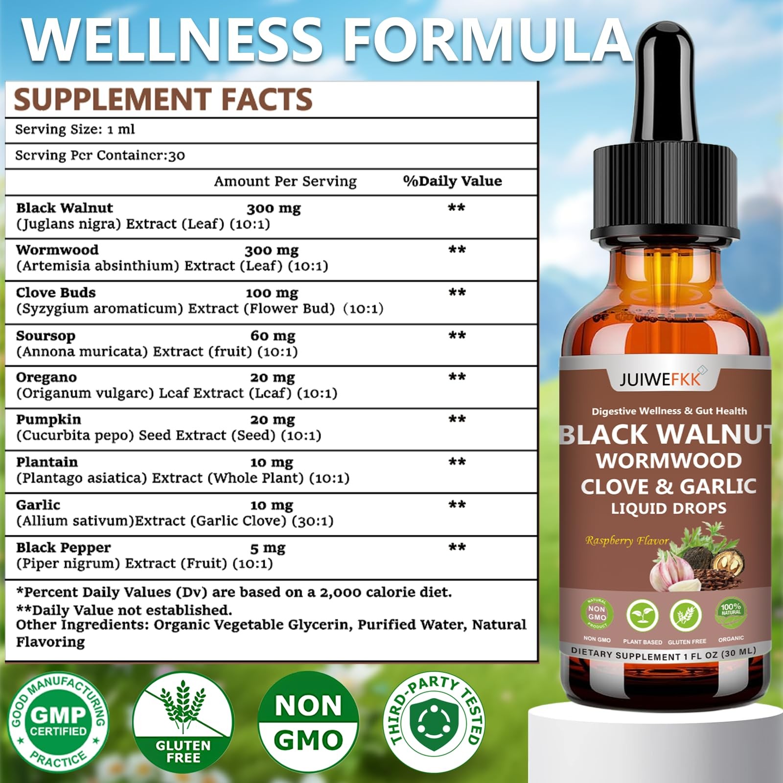 Wormwood Black Walnut Clove for Humans Tincture, Advanced 1 Fl Oz (Pack of 1)